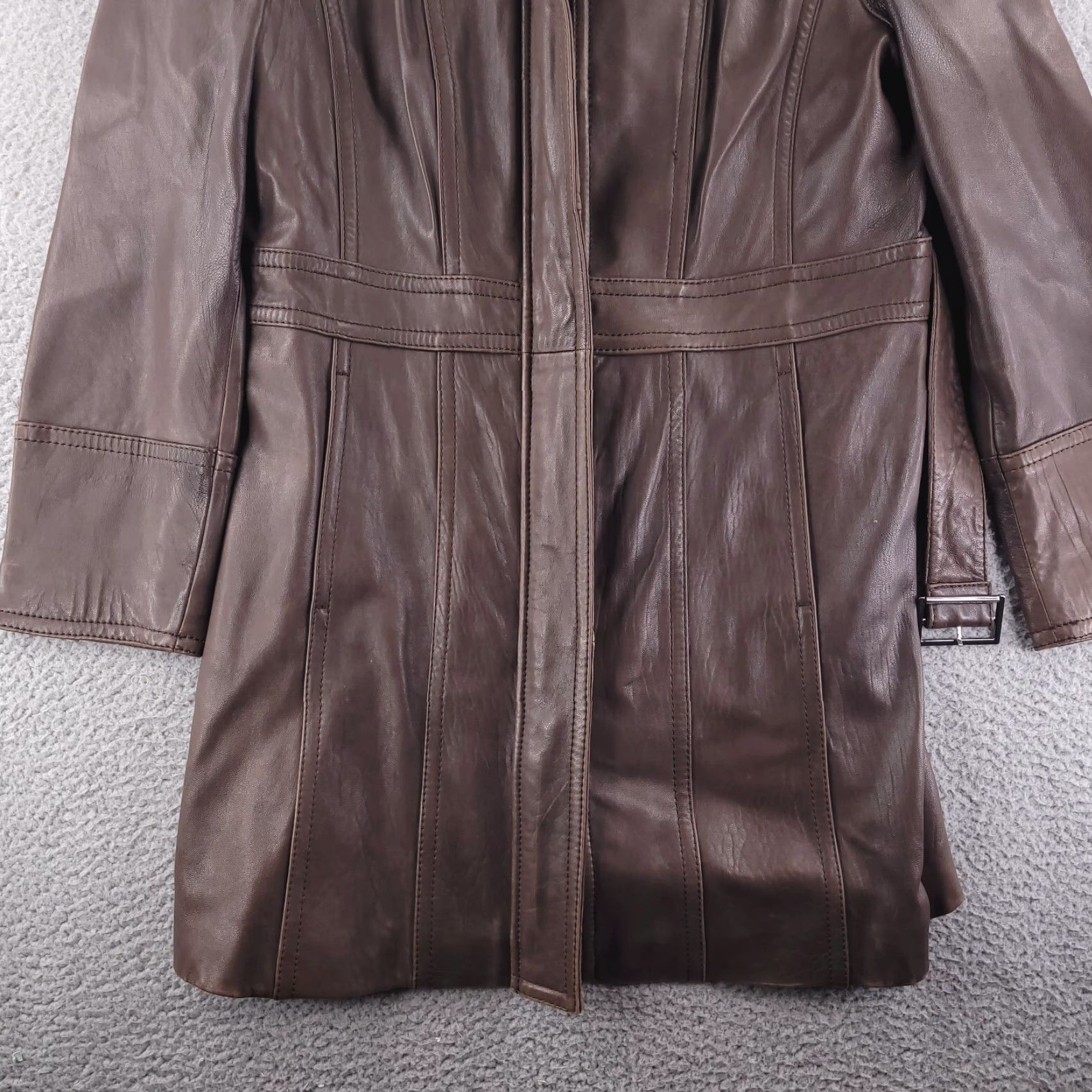 Jones New York Jones New York Coat Womens Medium Leather Brown Trench Long Real Genuine Size M / US 6-8 / IT 42-44 - 2 Thumbnail