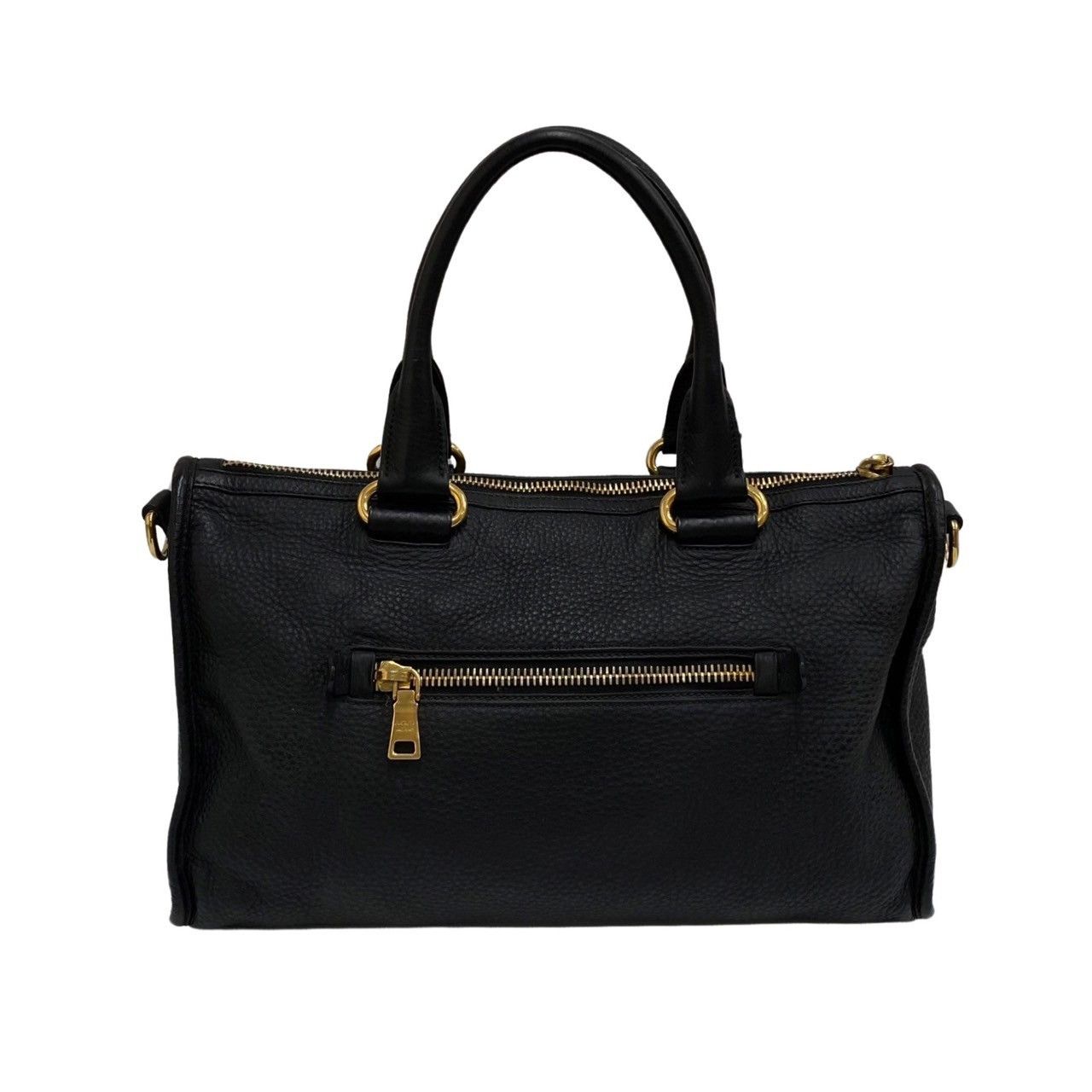 Prada Metal Fittings Leather Shoulder Bag Business Bag Black