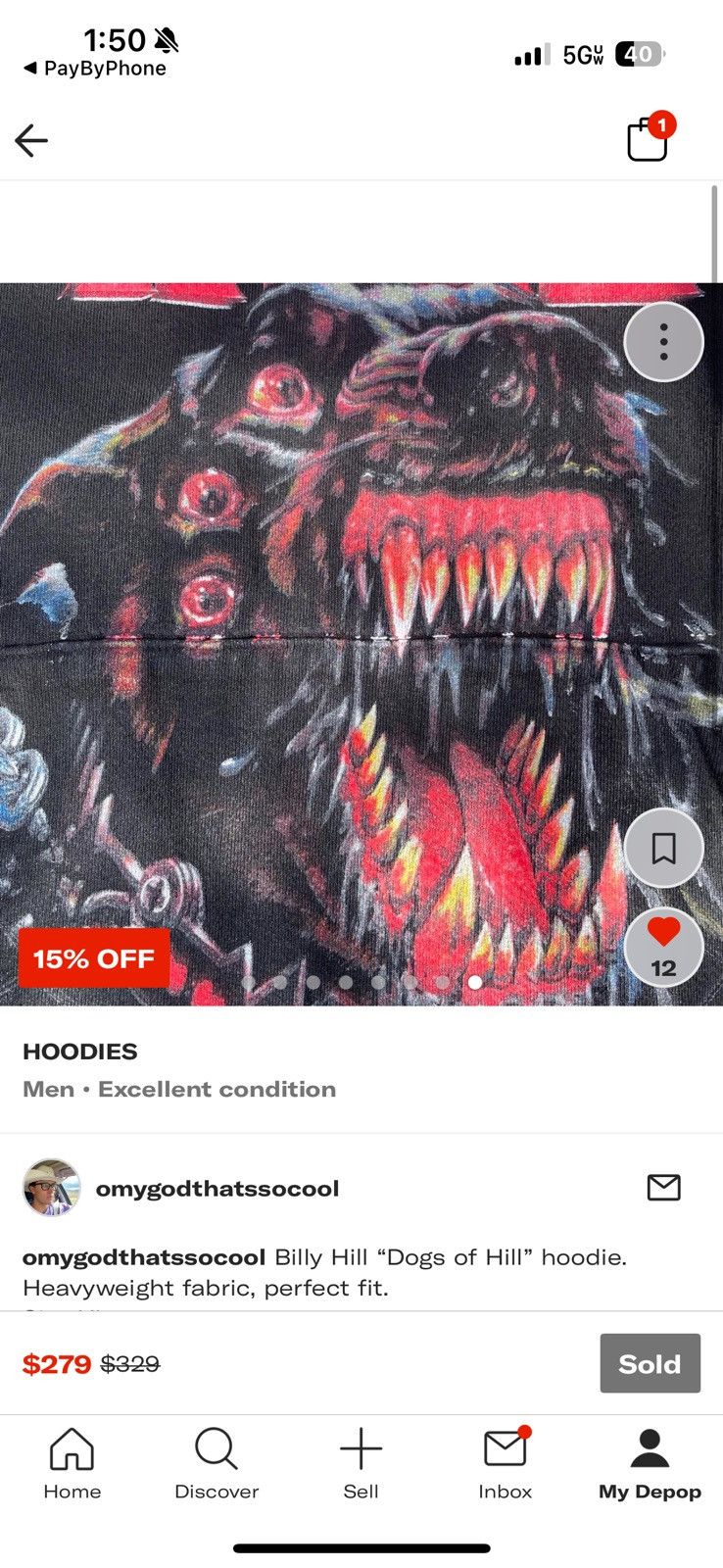 Billy Hill 2020 Billy Hill Red Collection #4 “Dog Of Hill” Hoodie Sz XL Size US XL / EU 56 / 4 - 8 Thumbnail