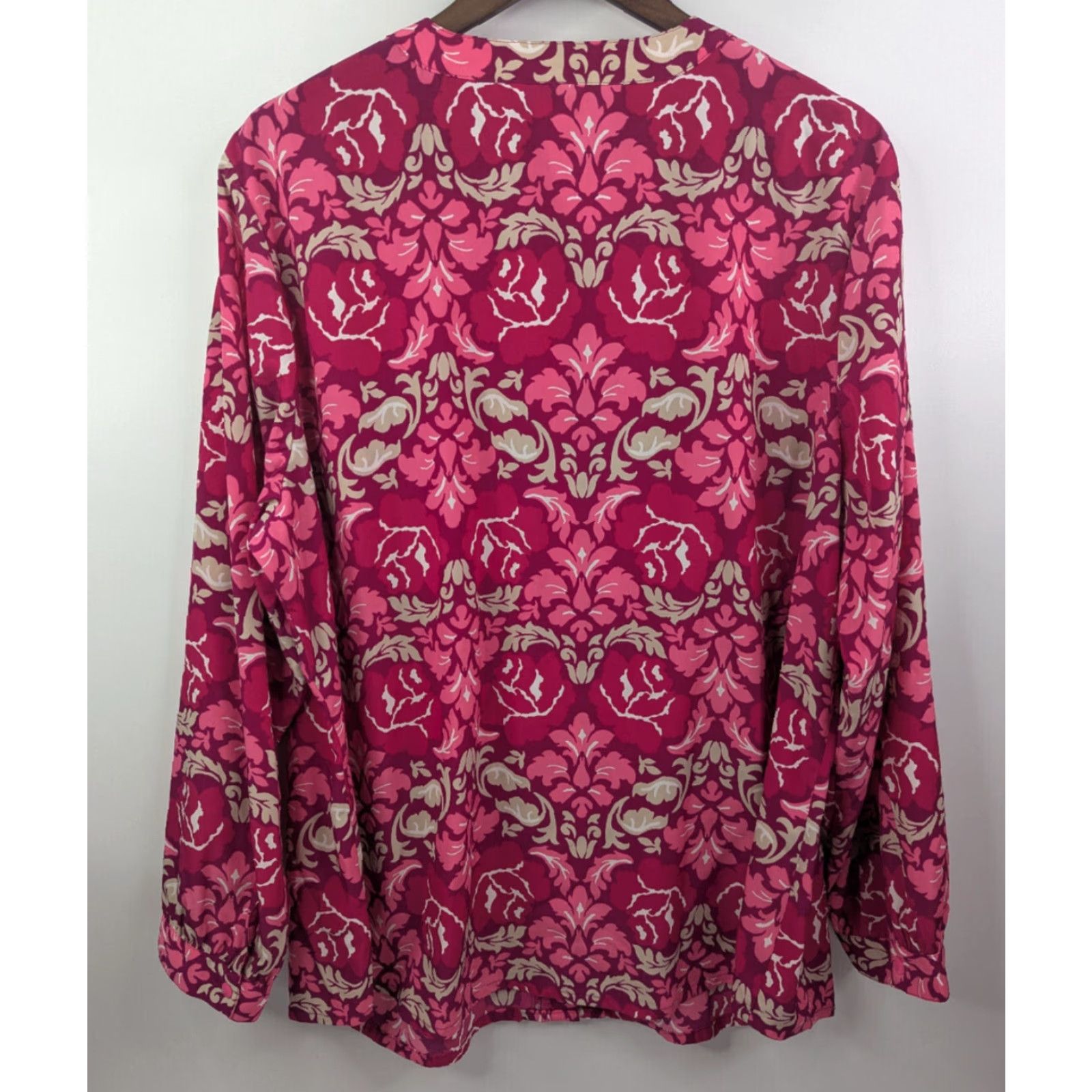 Charter Club VINTAGE Charter Club Womens Button-Down Shirt Pink Floral Top 3X Boho Band Collar Button-Up Ladies Size XXL / US 16-18 / IT 52-54 - 5 Thumbnail