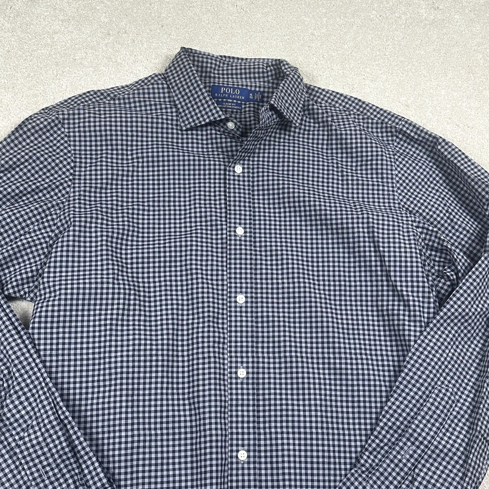 Polo Ralph Lauren Polo Ralph Lauren Button-Up Shirt Mens XL Gray Check Classic Fit Stretch Shirt Size US XL / EU 56 / 4 - 2 Thumbnail