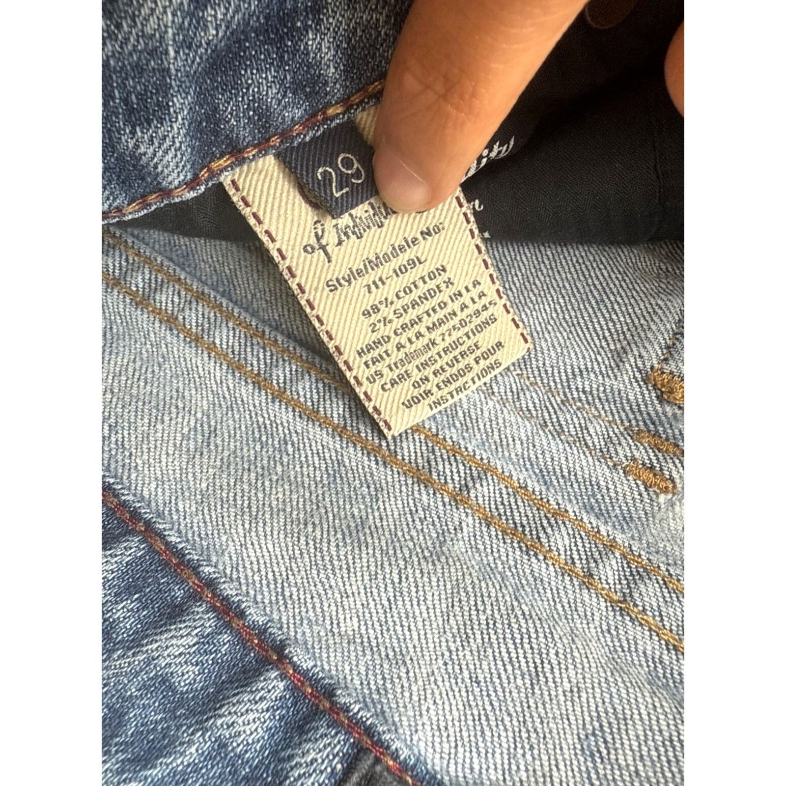 Cult Of Individuality Cult of Individuality Women's Slim Straight Jeans 29 Distressed Denim Blue / Cotton Blend 5-Pocket Pockets Zipper Button Logo Stretch Vintage No Size 29" - 2 Thumbnail