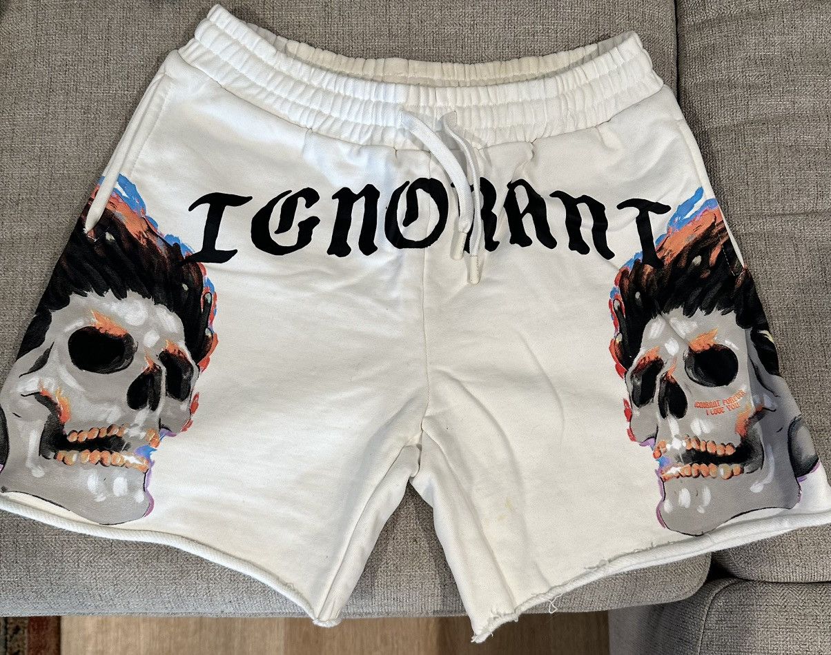Rap Tees SAINt JHN IGNORANT Skull Shorts - White/Large Size US 32 / EU 48 - 3 Thumbnail