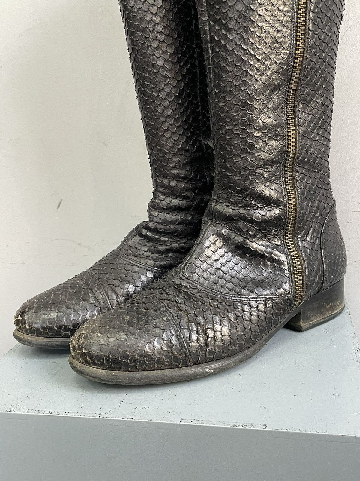 Billi Bi black boots leather snake hight moto 14thaddiction