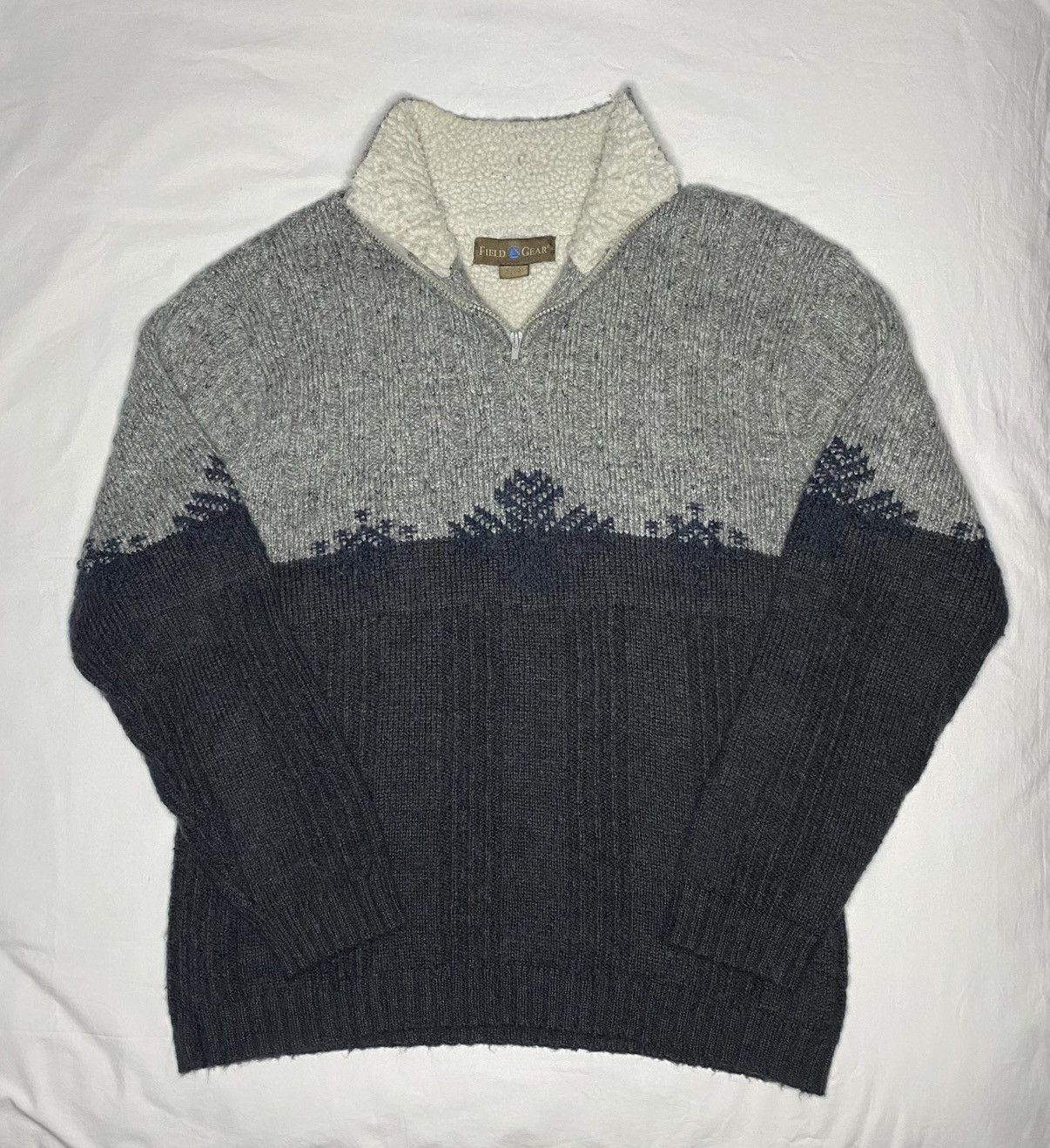 Other Field Gear Sweater Mens XL 1/4 Zip Grey Knit Wool Blend Size US XL / EU 56 / 4 - 2 Thumbnail