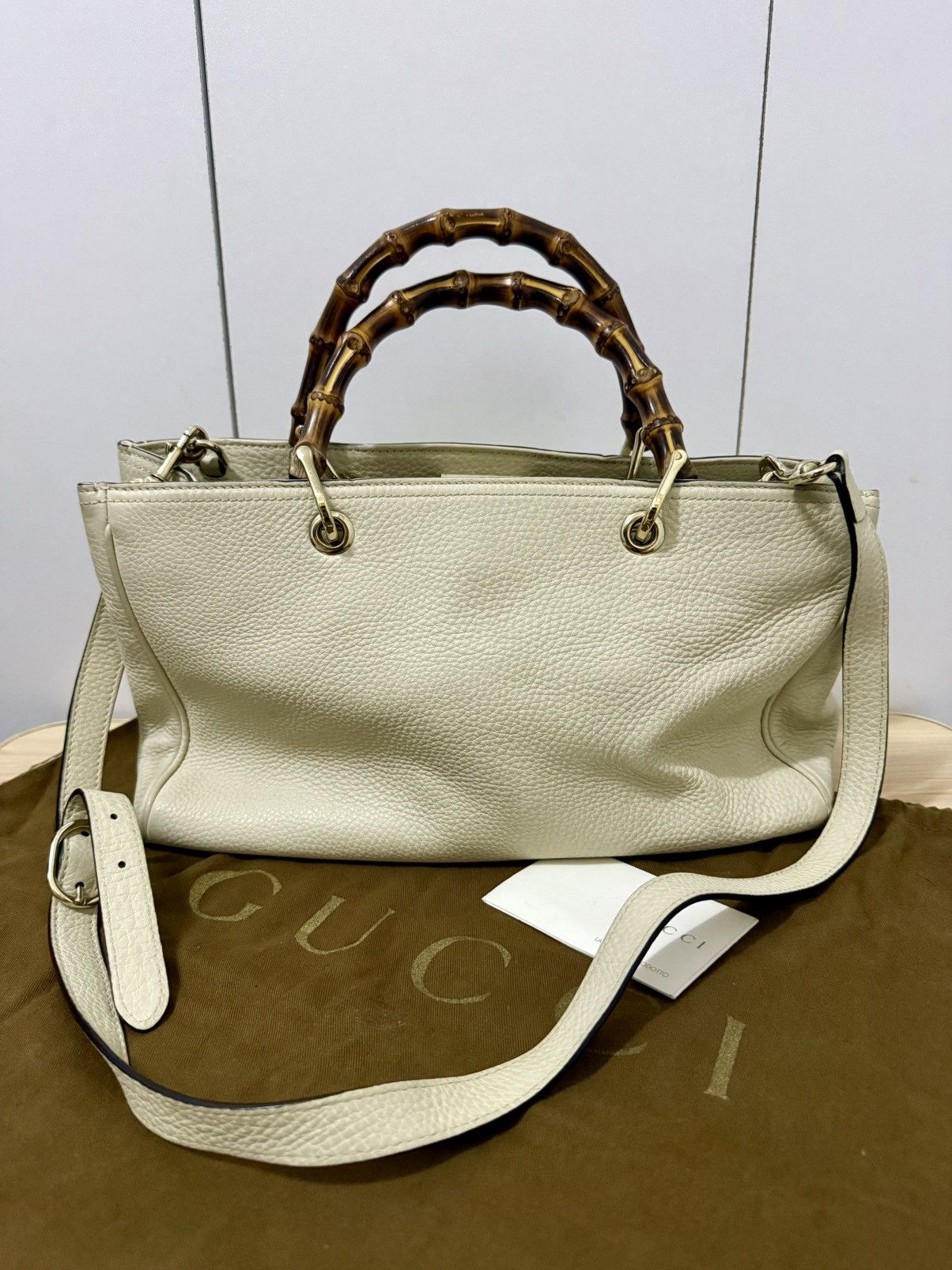 Gucci Gucci Bamboo Shopper Pebbled Leather 2 way Small Size ONE SIZE - 7 Thumbnail