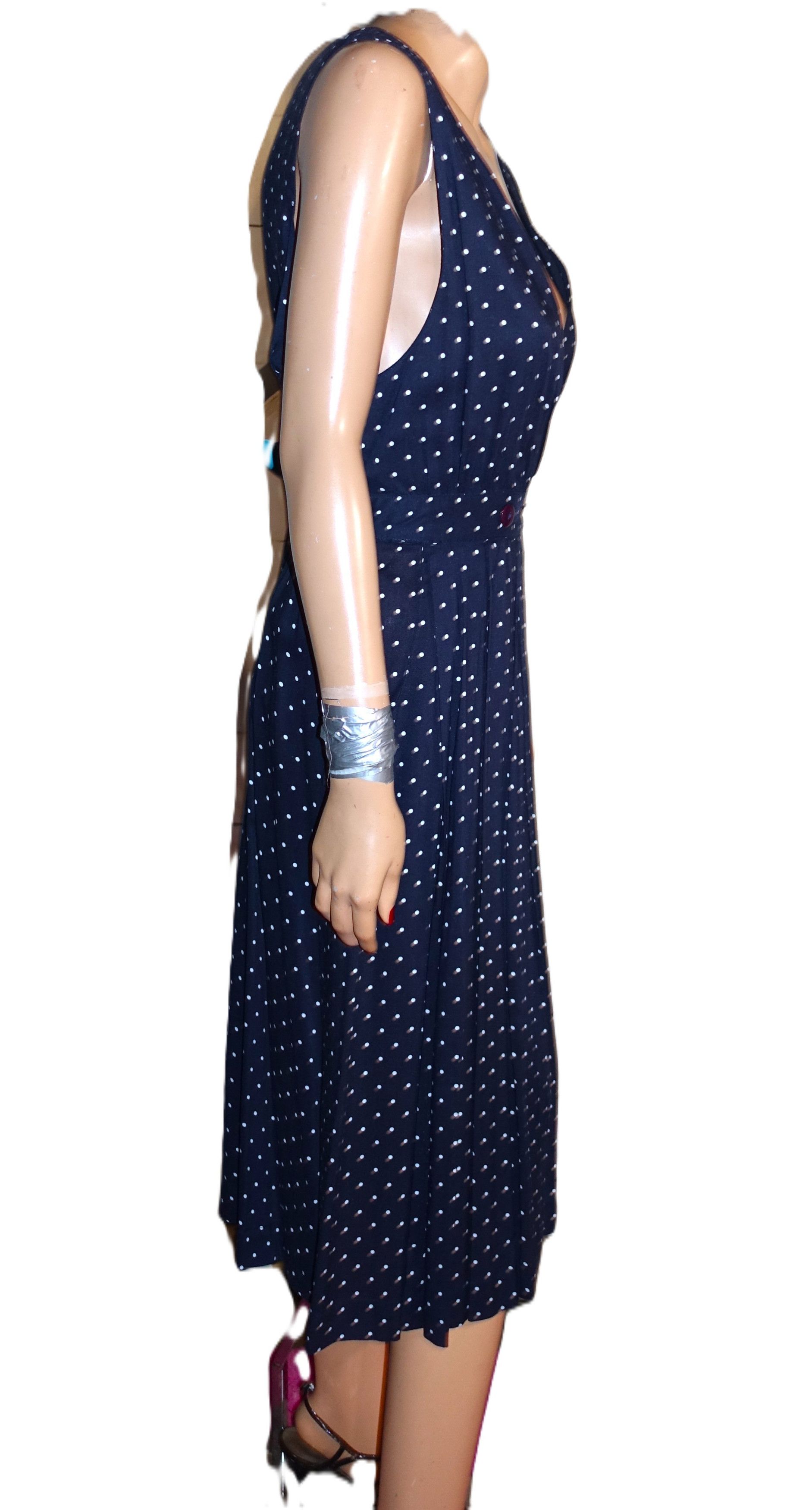 Other Styleworks Navy Blue White Polka Dot Dress 12P Size XL / US 12-14 / IT 48-50 - 6 Thumbnail