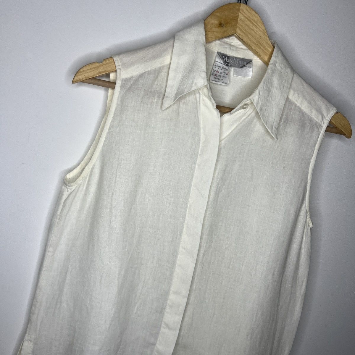 Designer × Max Mara MaxMara Linen Button Up Shirt White Top Blouse Size M / US 6-8 / IT 42-44 - 3 Thumbnail