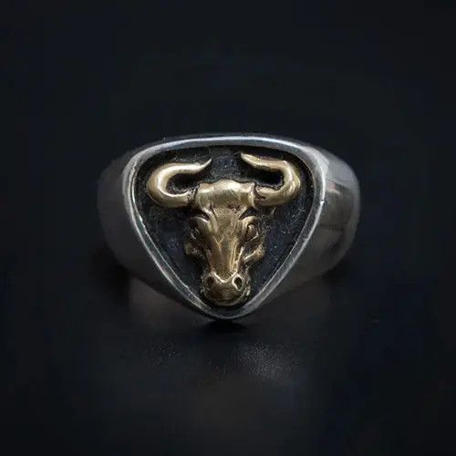 Vintage Retro Personality Bull Pattern Ring Open Size Size ONE SIZE - 1 Thumbnail