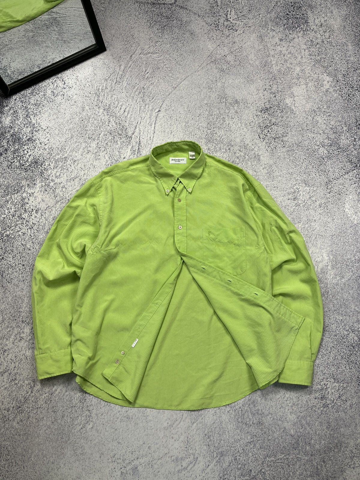 Vintage × Yves Saint Laurent Vintage 90s Yves Saint Laurent Pocket Logo Button Up Shirt Size US XL / EU 56 / 4 - 6 Thumbnail