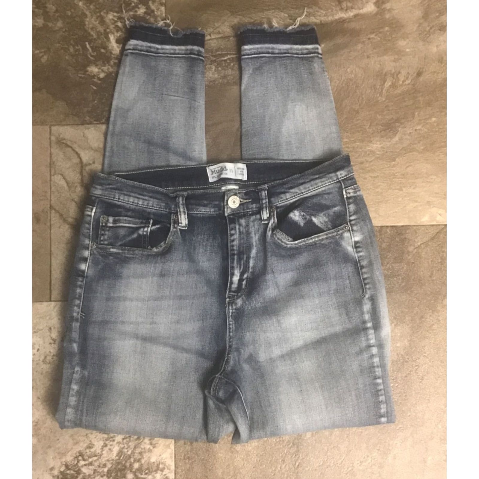 Vintage Mudd Skinny Jeans High-Rise Legging Raw Hem FLX Stretch Blue 1184 Size 32" / US 10 / IT 46 - 2 Thumbnail