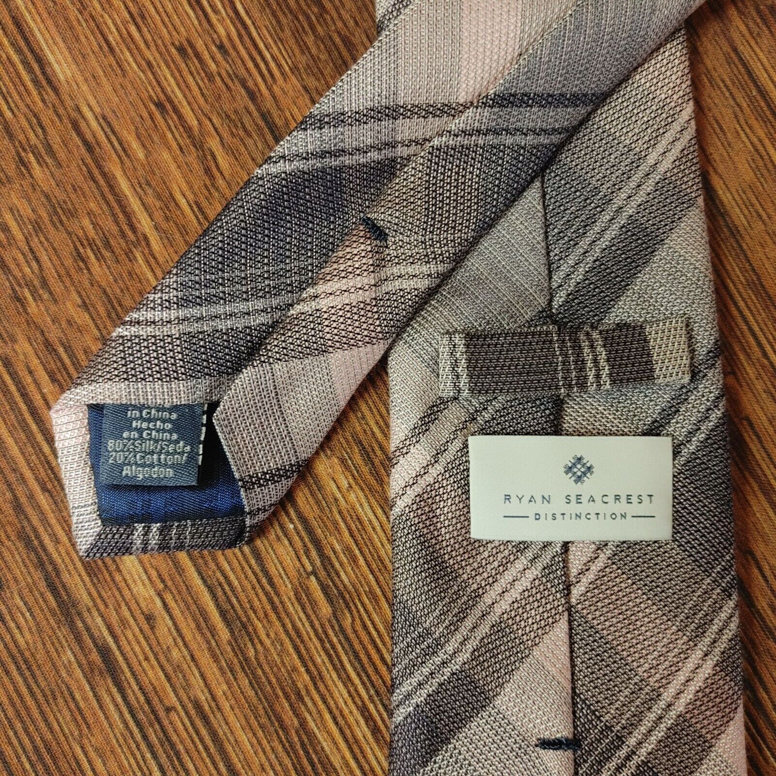 Other Ryan Seacrest Distinction Men's Gray Striped Silk/Cotton Nec Size ONE SIZE - 2 Thumbnail