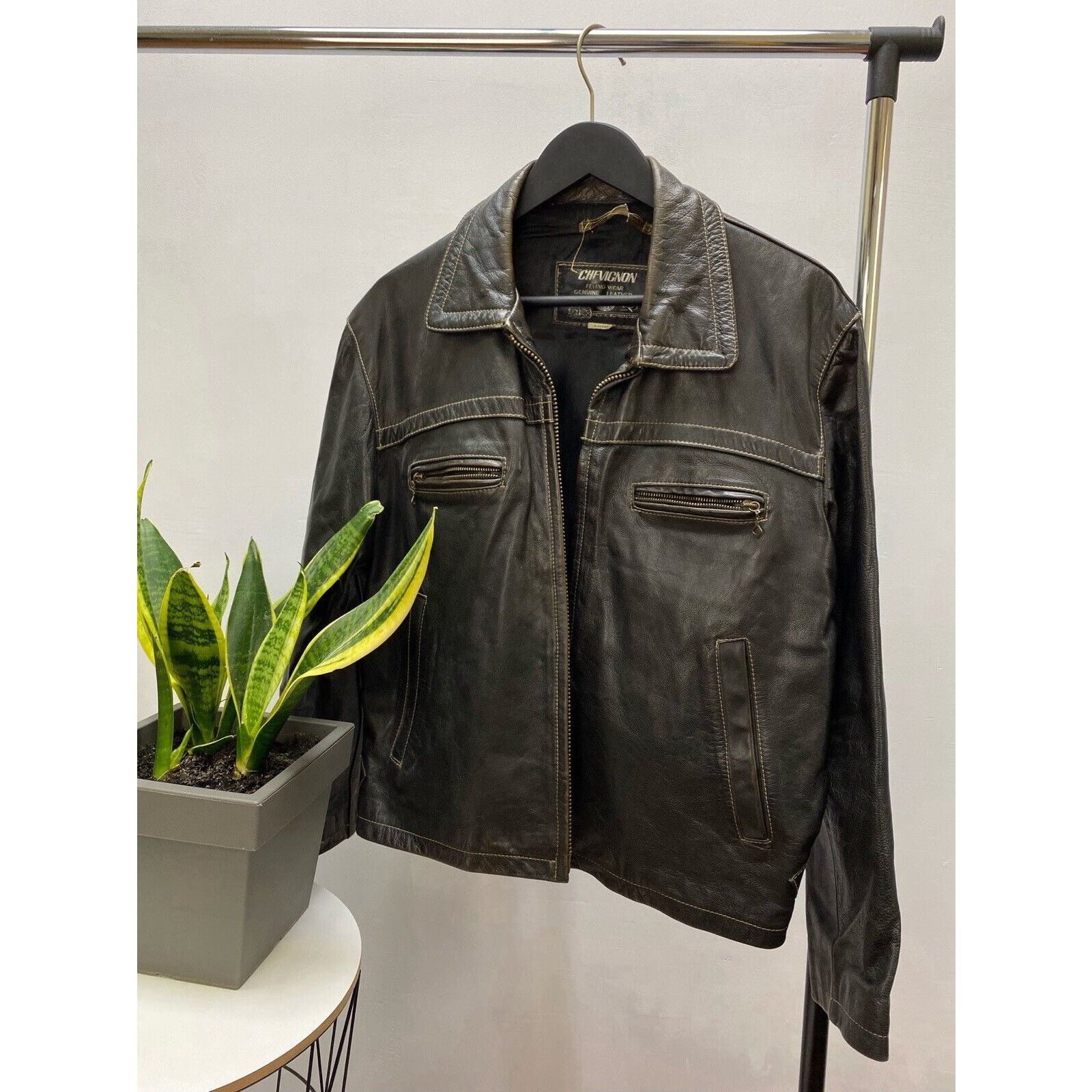 Chevignon Chevignon Vintage Leather Biker Jacket Flying Wear | Grailed