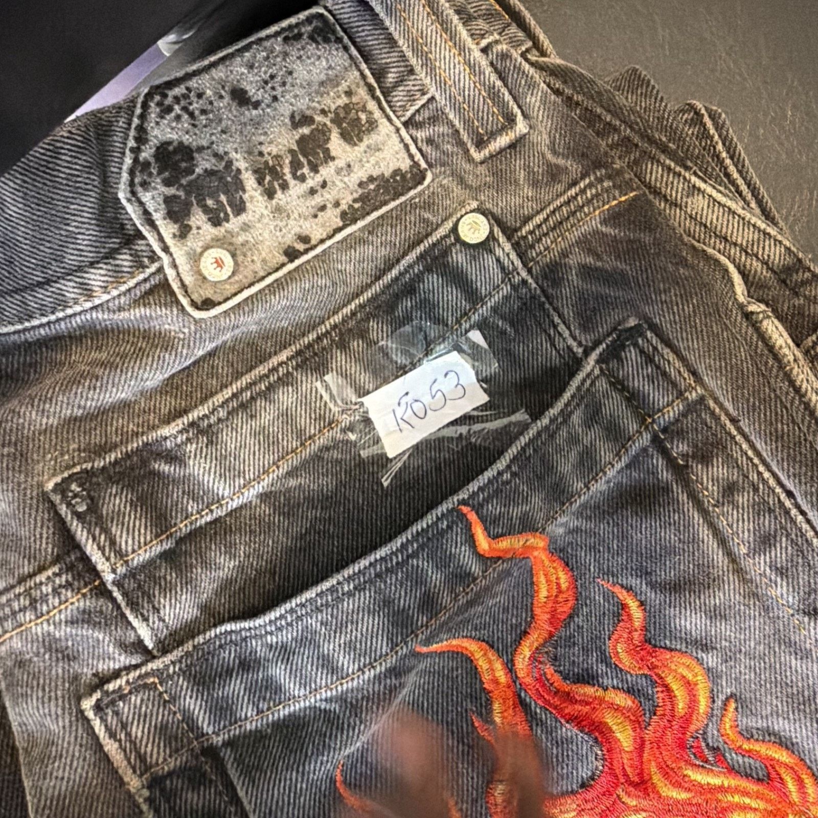 Vintage JNCO Jeans Skull Flame Black Wide Leg Youth 30x27.5