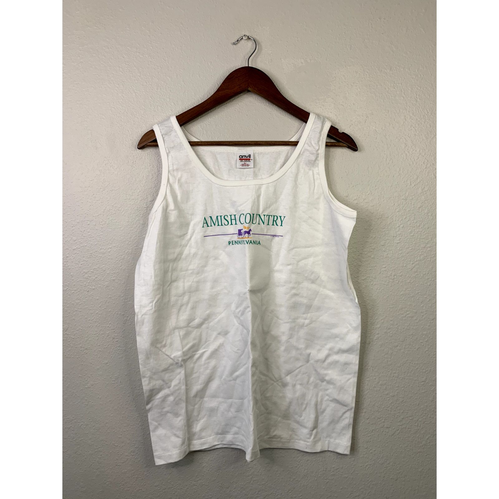 Anvil Vintage Amish Tank Shirt Country Anvil Tank Tee VTG 90s L Size L / US 10 / IT 46 - 1 Thumbnail