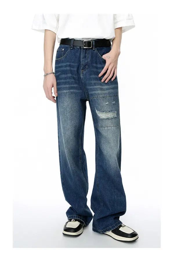 Japanese Brand Mibuki x Miki Vintage patch ripped loose straight jeans Size US 32 / EU 48 - 8 Thumbnail