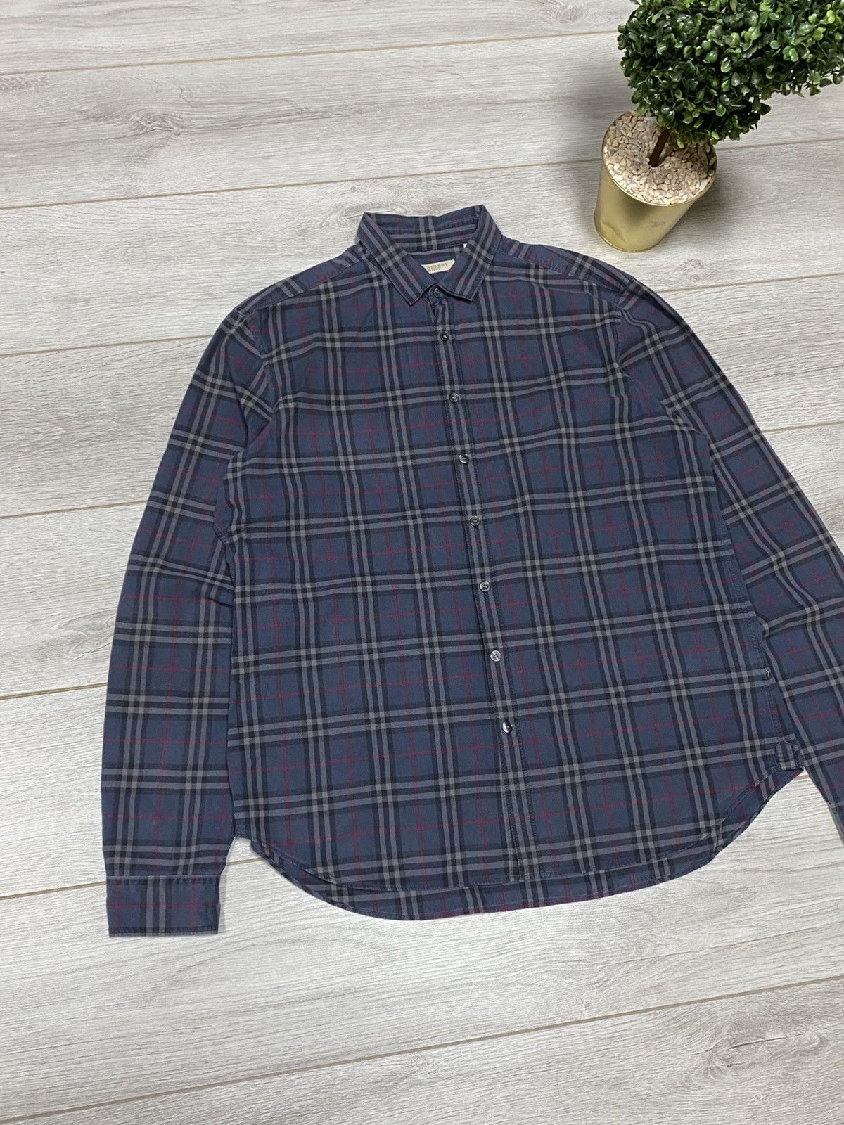 Burberry Burberry Brit shirt nova check dark blue overprint vintage Size US XL / EU 56 / 4 - 2 Thumbnail