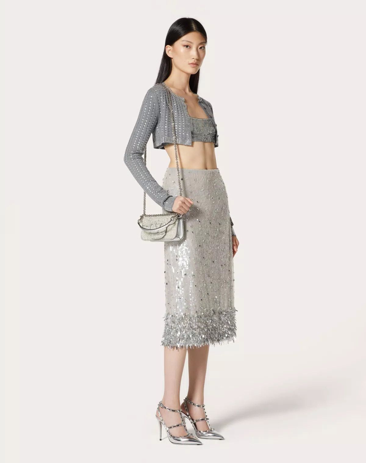 Valentino o1s1wg110625 Size: 40/Embroidered Organza Bralette in Silver Size ONE SIZE - 3 Thumbnail