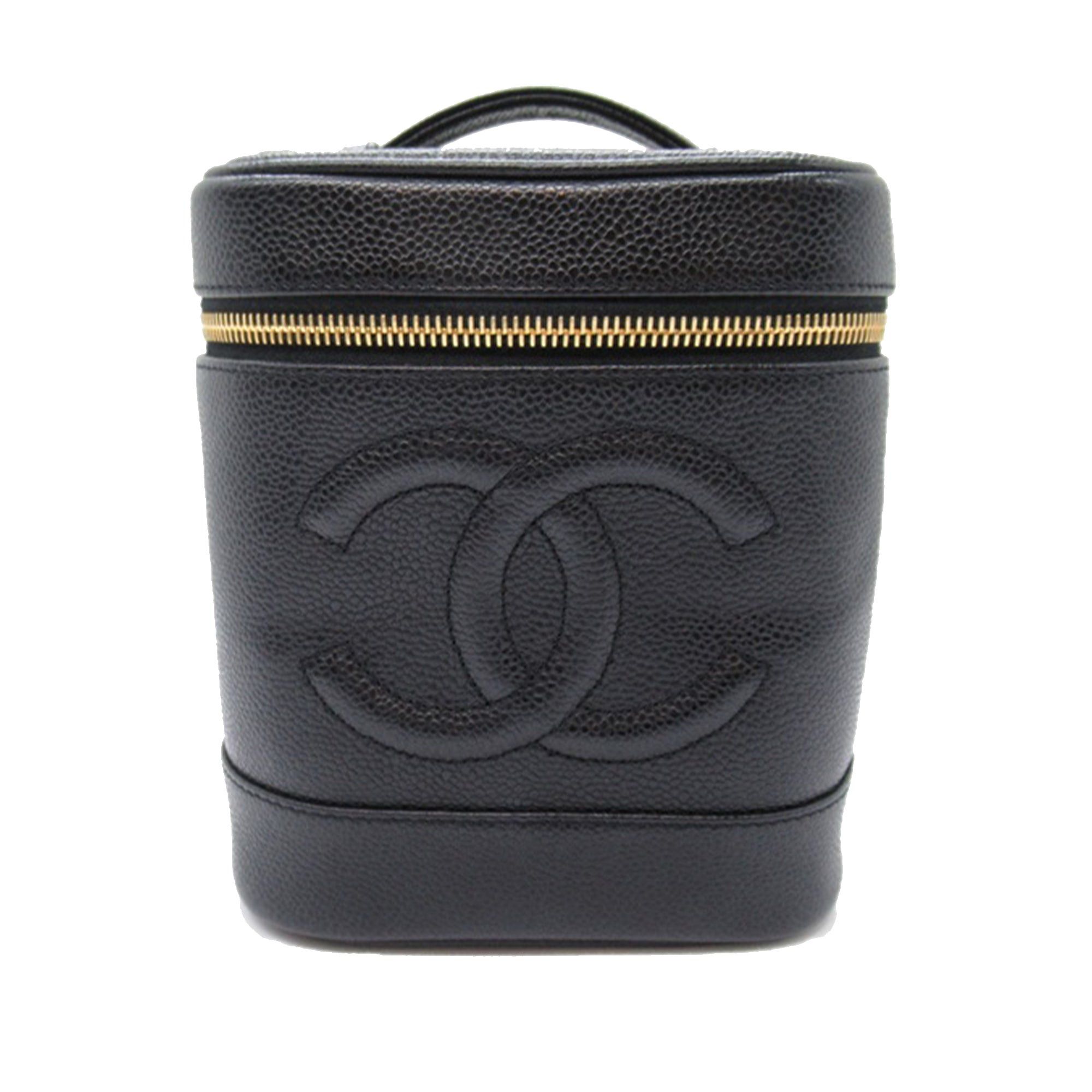image of Chanel Cc Caviar Vanity Case Vanity Bag in Black, Women's