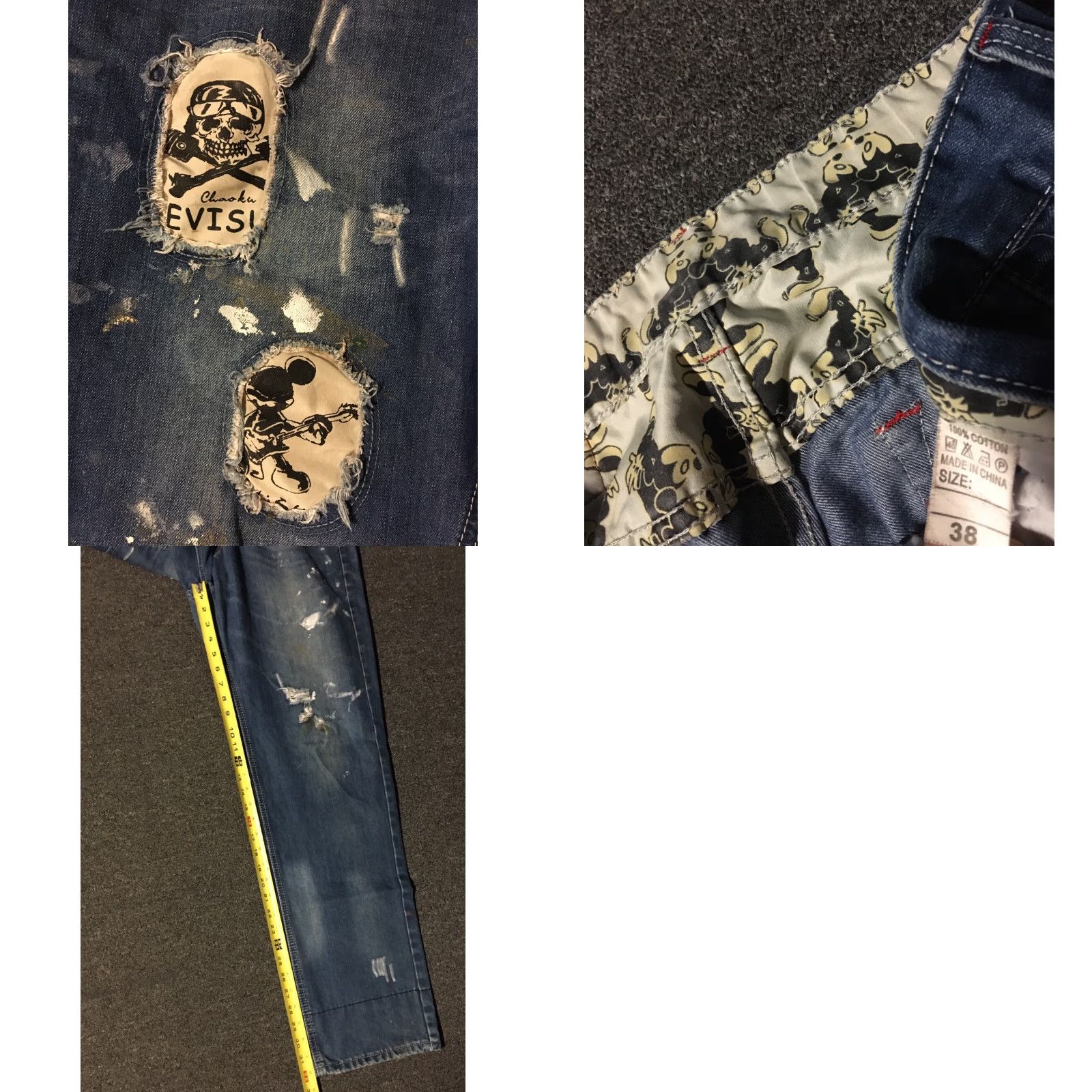 Vintage VINTAGE Fushen Mickey Mouse Distressed Red Tab Jeans 38/32 Designer Biker Grunge 90s Jeans Men Blue USA 90s Mens Size US 38 / EU 54 - 8 Thumbnail