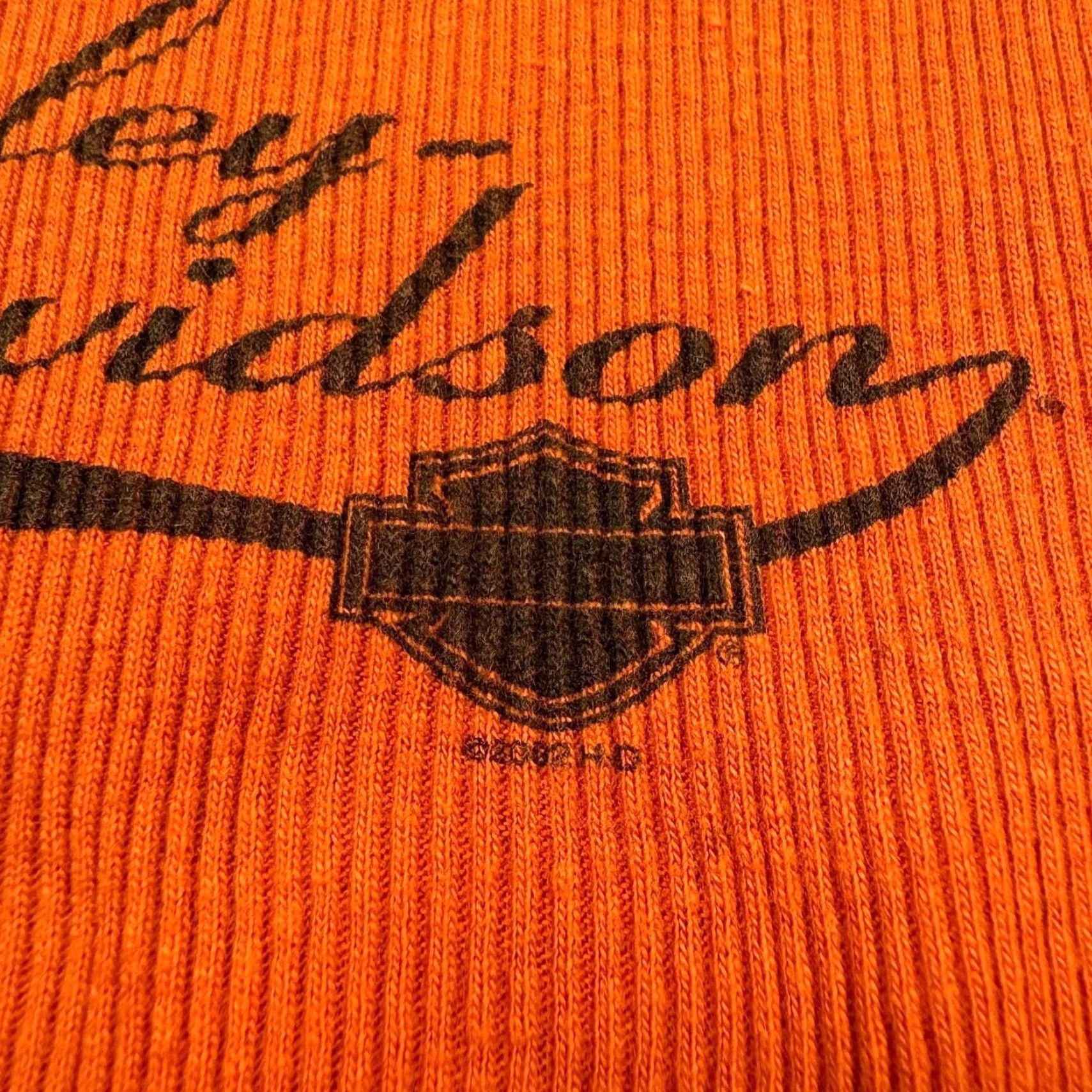 Harley Davidson VINTAGE Harley-Davidson Shirt Womens 2XL Orange Ribbed Short Sleeve T-Shirt Harley-Davidson Womens 2XL Orange Ribbed Short Sleeve Y2K USA Made Size XXL / US 16-18 / IT 52-54 - 3 Thumbnail