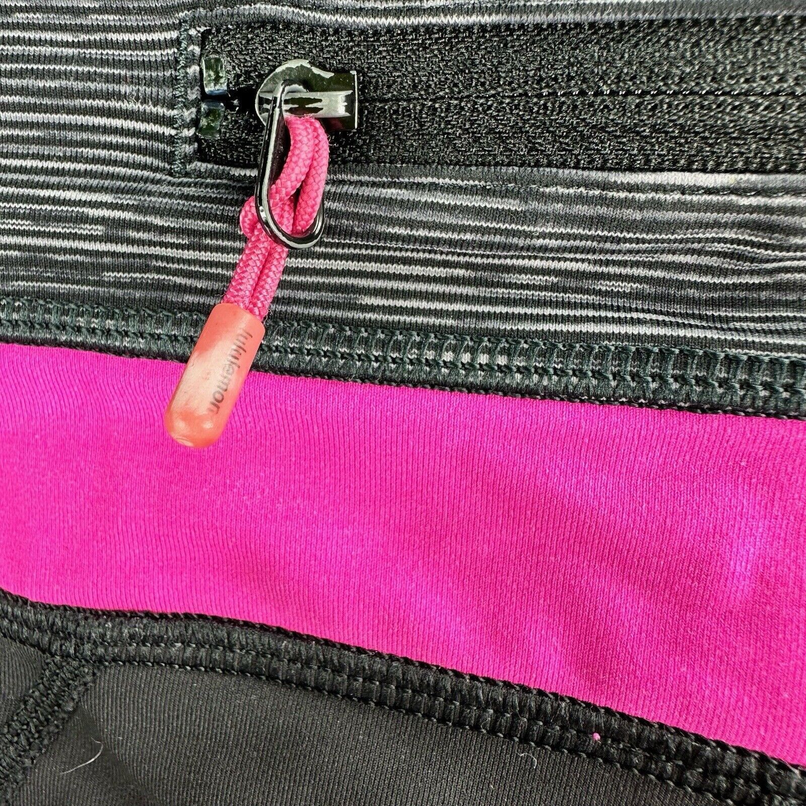 Lululemon Lululemon Run Inspire Crop II Black Paris Pink Sz 4 Leggings Size 27" / US 4 / IT 40 - 6 Thumbnail