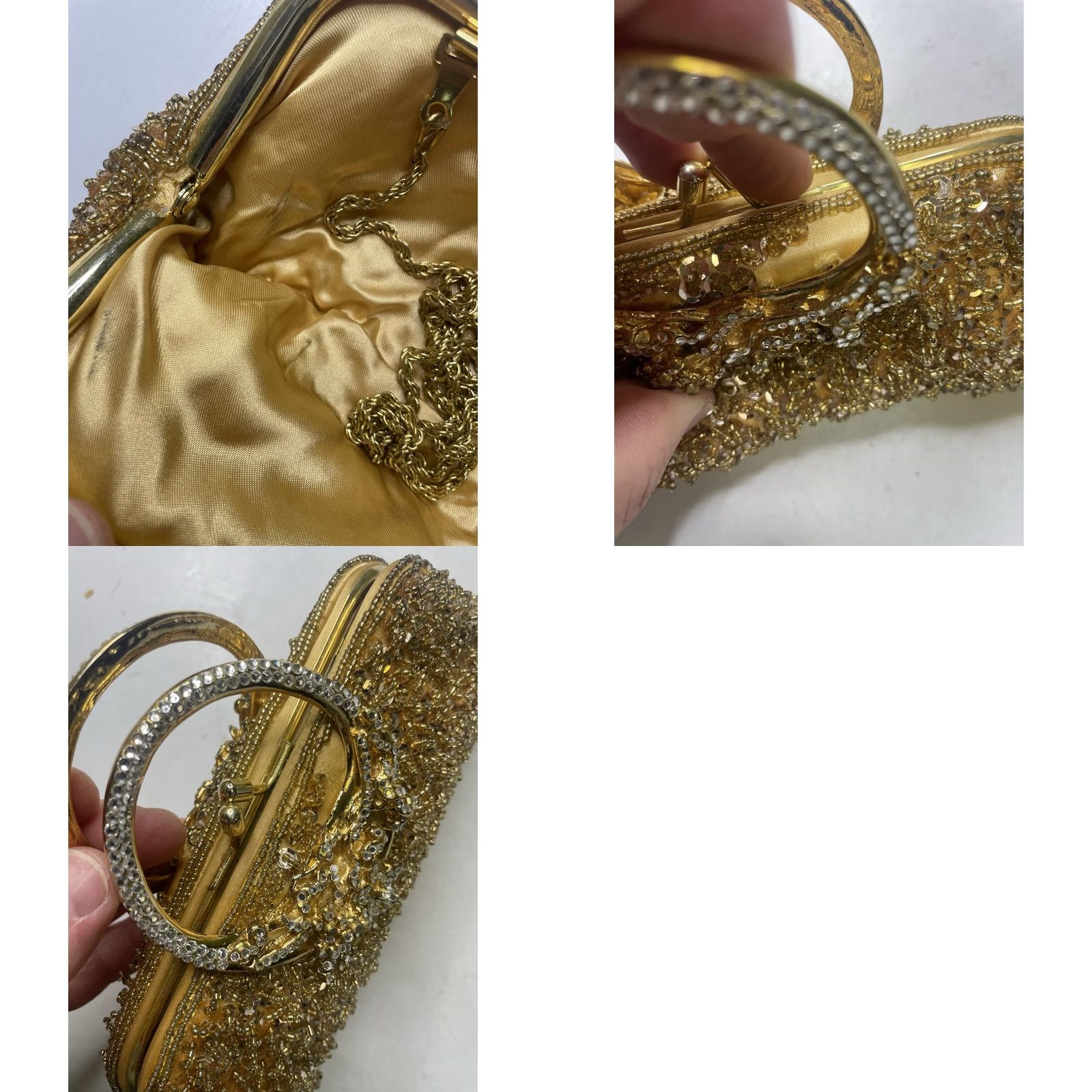 Lord & Taylor VINTAGE Lord & Taylor Jewel Toned Gold Silver Beaded Evening Bag Clutch Chain Strap VTG Size ONE SIZE - 8 Thumbnail