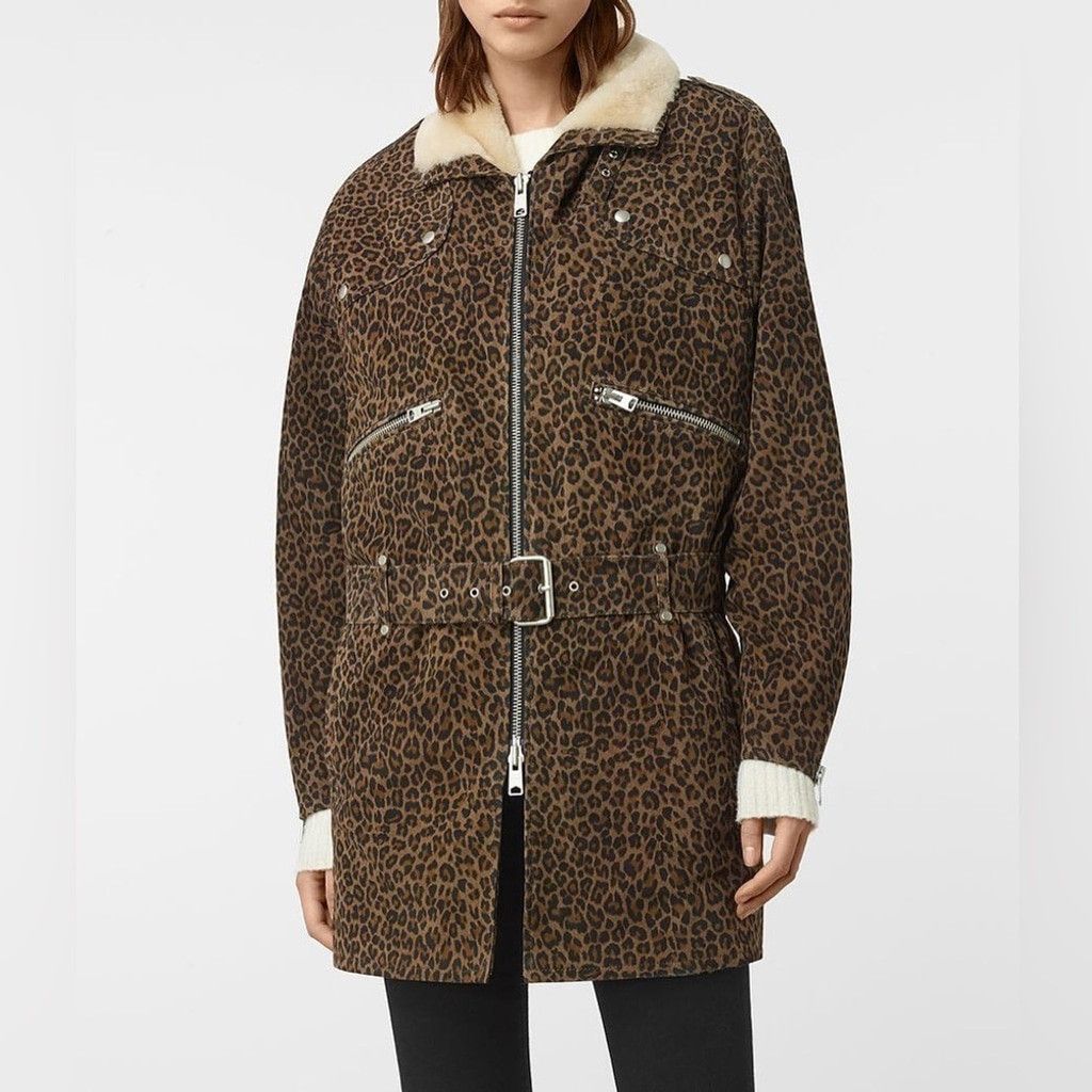 Allsaints AllSaints Collins Leopard Nubuck & Shearling Jacket US XS/2 Size XS / US 0-2 / IT 36-38 - 1 Thumbnail