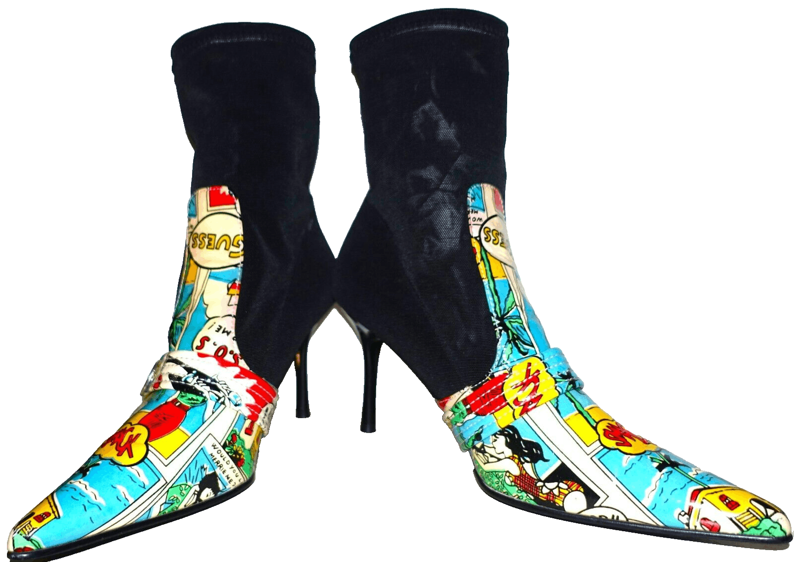 Other Vis a Vie Mesh Leather Comic Strip Ankle Boots 7M | Grailed