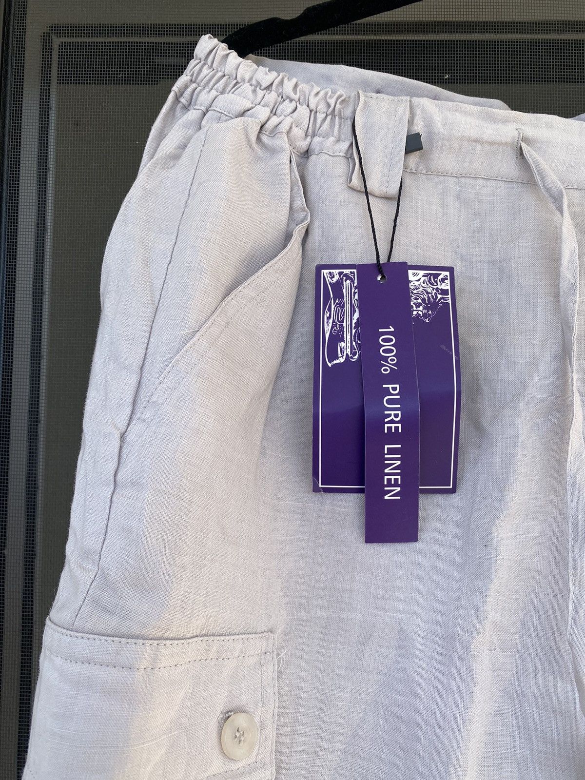 Other 100% Linen Empra Wide Leg Pockets Large Light Grey Pants Size 36" / US 14 / IT 50 - 6 Thumbnail