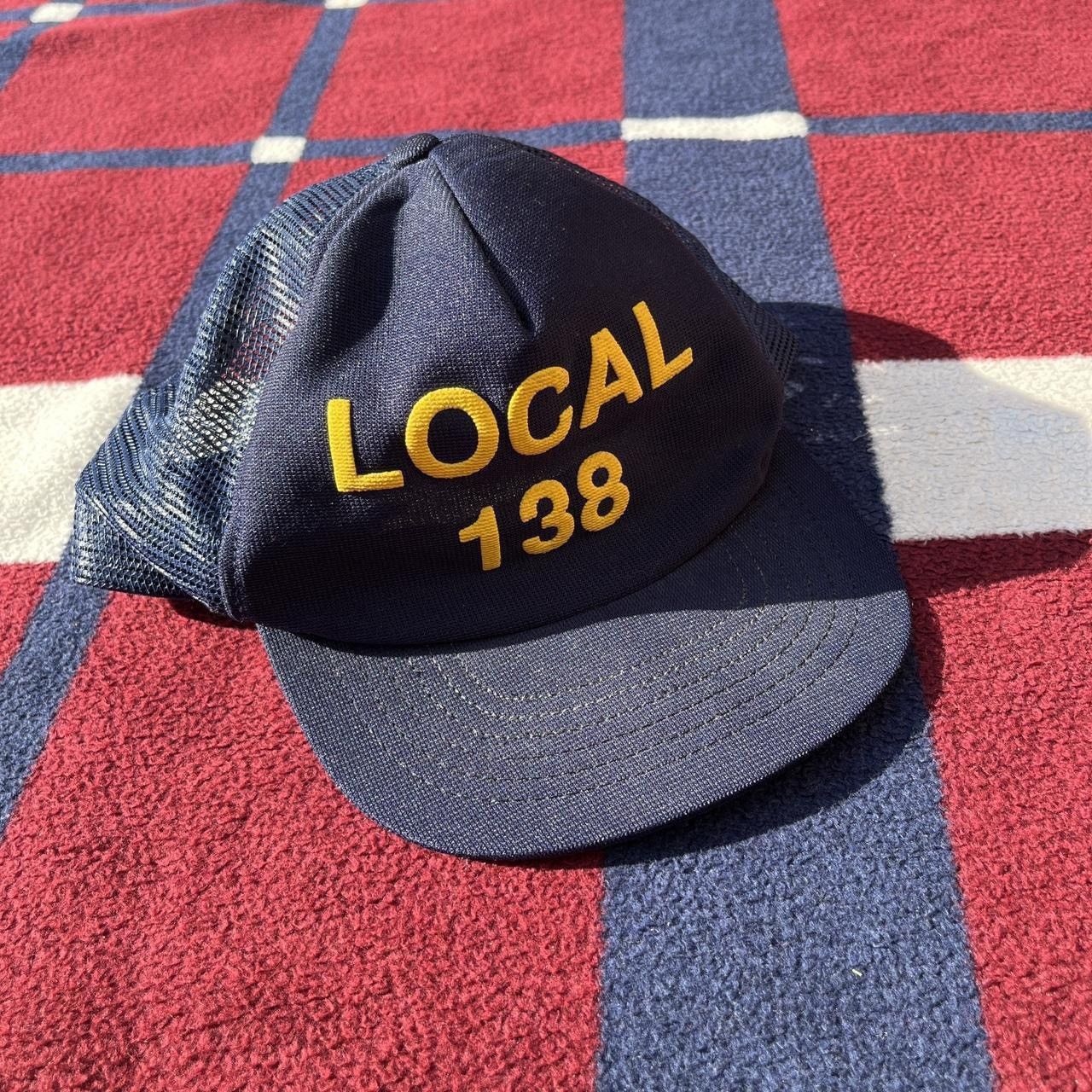 Vintage Local 138 navy blue mesh trucker hat yellow SnapBack cap Size ONE SIZE - 1 Thumbnail