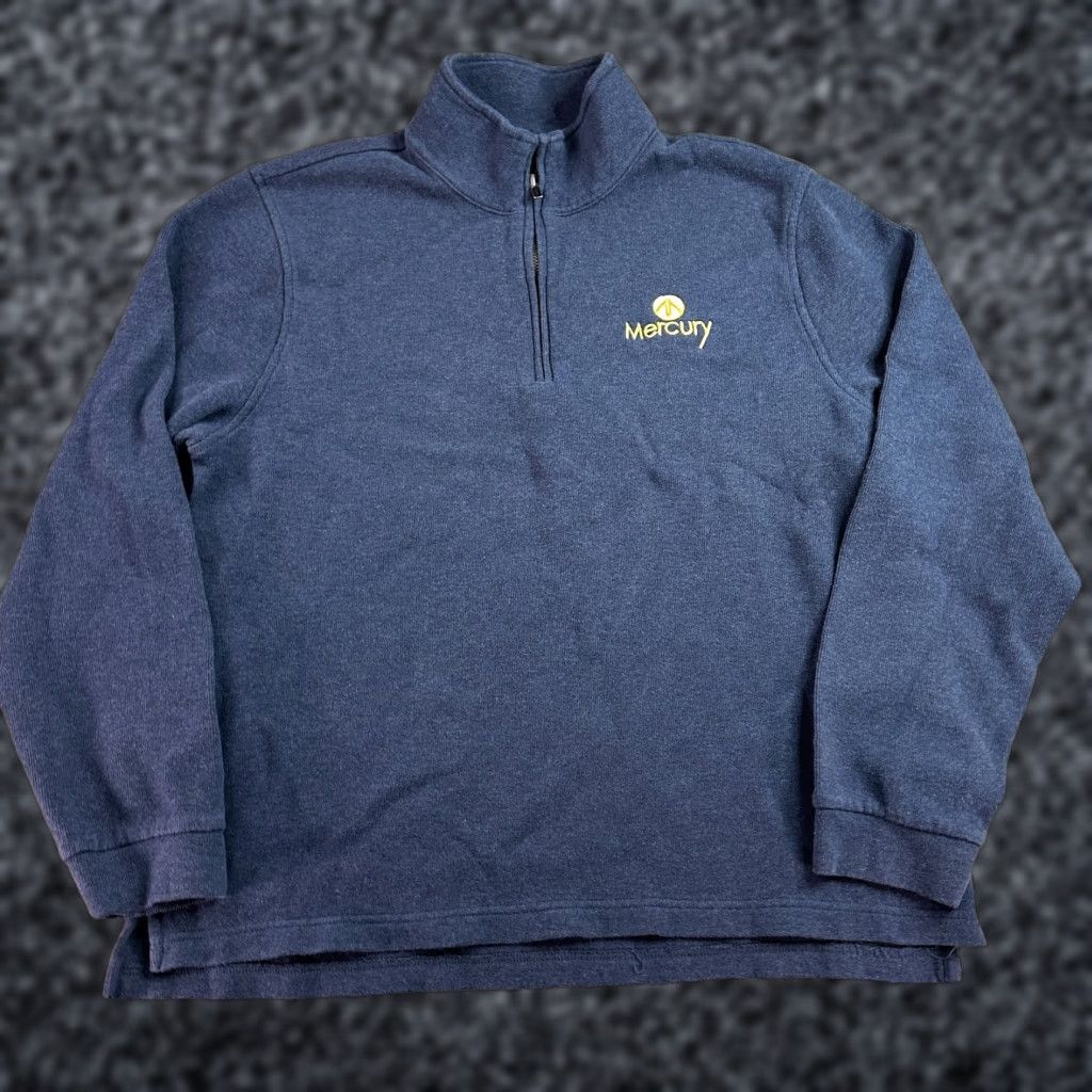 Vintage L.L. Bean Sweater Mens XL Blue Cotton Long Sleeve 1/4 Zip Pullover Size US XL / EU 56 / 4 - 1 Thumbnail