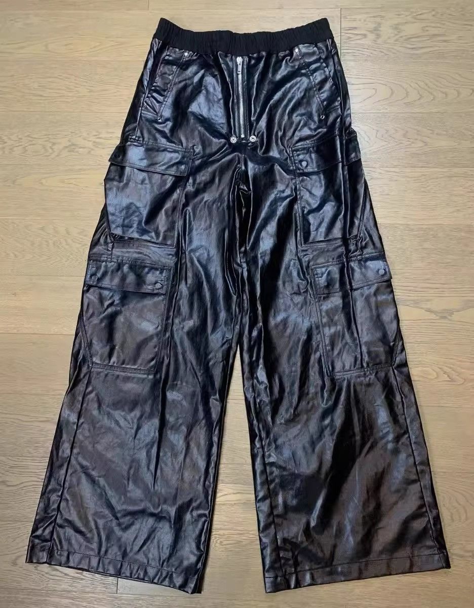 Japanese Brand × Vintage Elastic Waist Glossy Black Pu Leather RO Style Pants Size US 31 - 8 Thumbnail