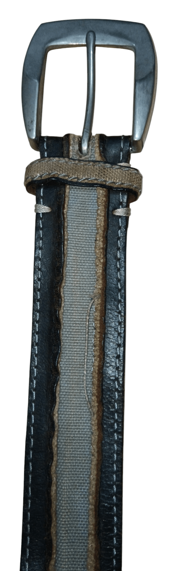 Genuine Leather CUSTOM SCREW STUDDED RIVETED CANVAS AND LEATHER BELT Size 38 - 2 Thumbnail