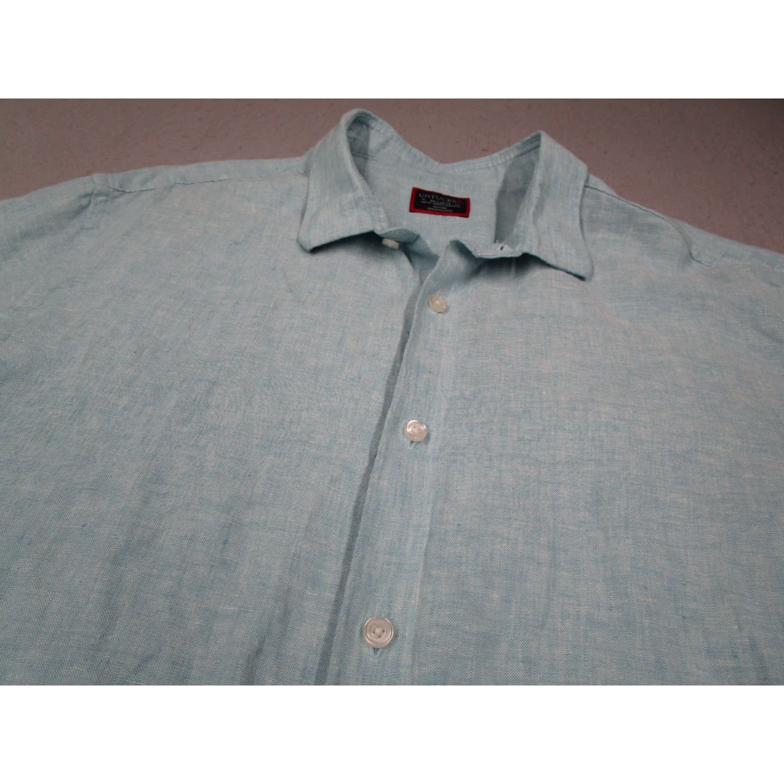 UNTUCKit UNTUCKit Button-Up Shirt Mens 2XL Slim Fit Blue Franconia Linen Long Sleeve Size US XXL / EU 58 / 5 - 2 Thumbnail