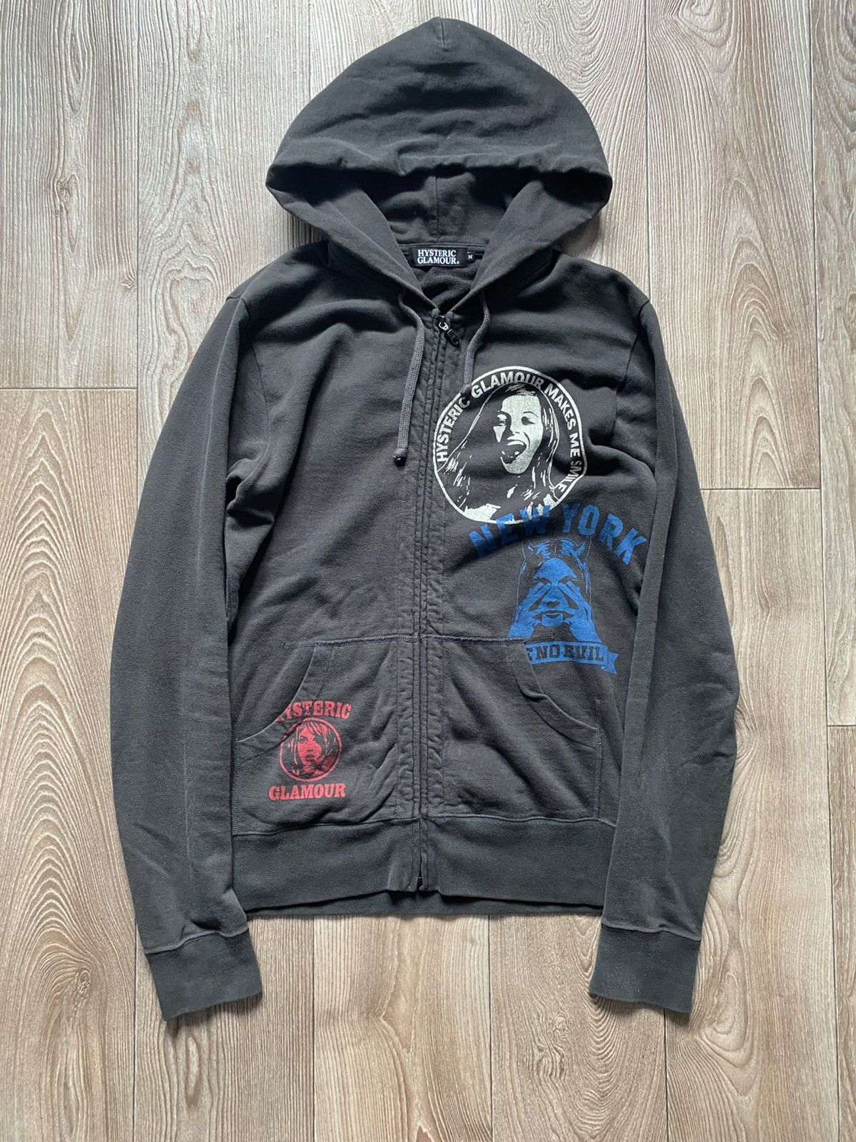 Hysteric Glamour Destroy All Monsters Patchwork Logo Zip Hoodie