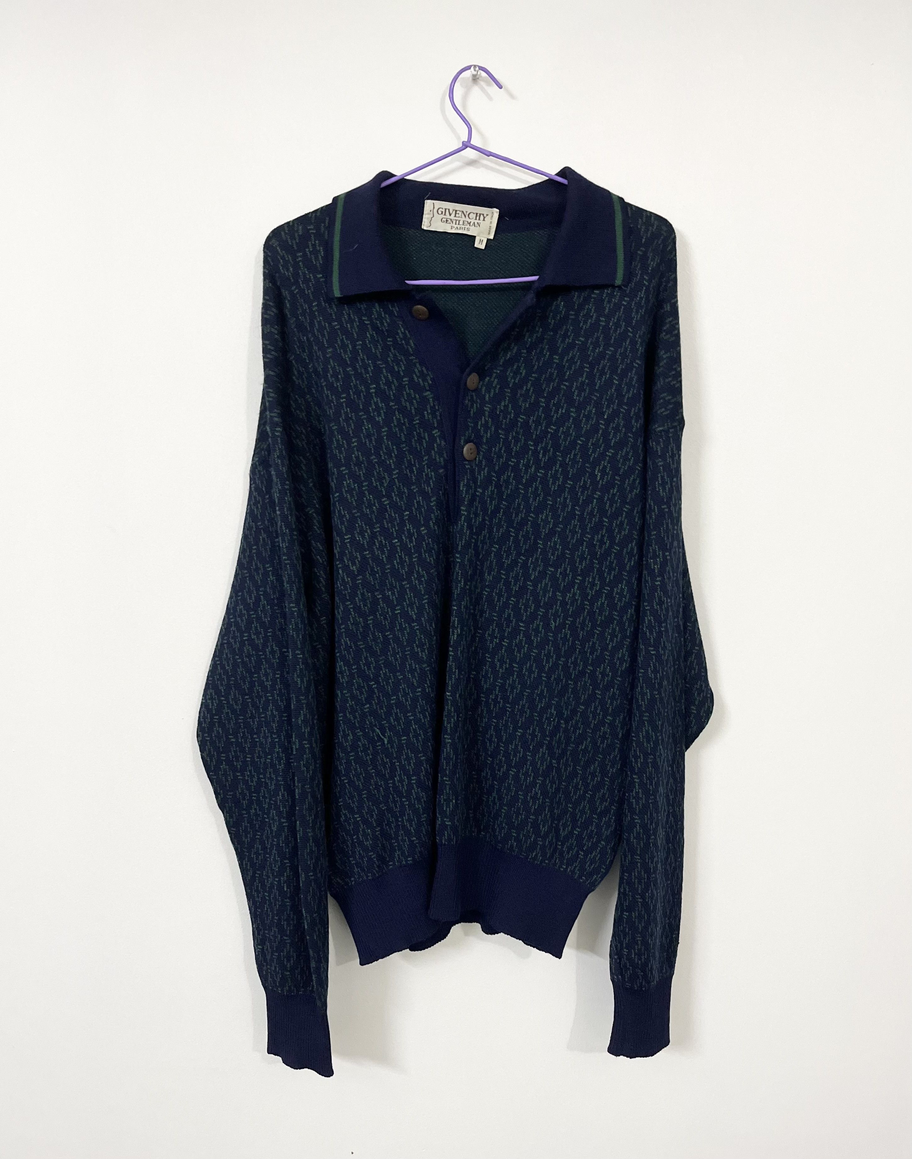 image of Givenchy 1973 Collared Sweatshirt, 70’S Tag in Dark Green, Men's (Size Medium)
