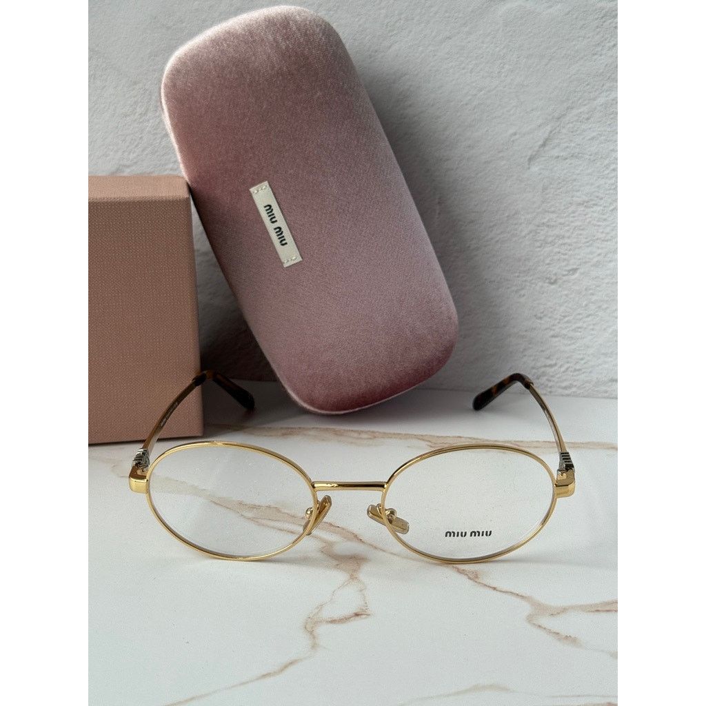 Miu Miu NEW Miu Miu M50ZV Gold Oval Metal Eyeglasses Frames Size ONE SIZE - 4 Thumbnail