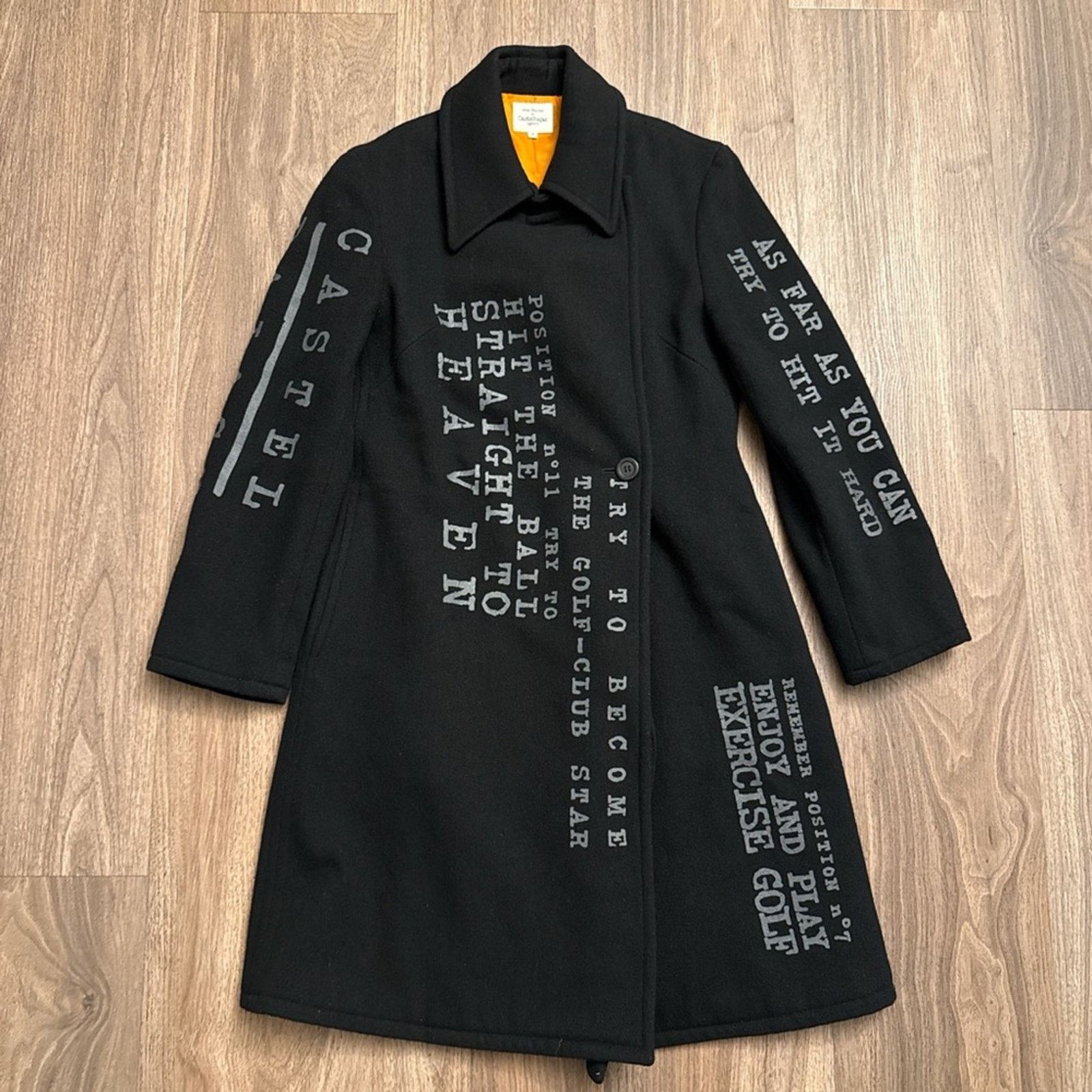 Jean Charles De Castelbajac Castelbajac wool Black Graphic Text Coat Small Size S / US 4 / IT 40 - 1 Thumbnail