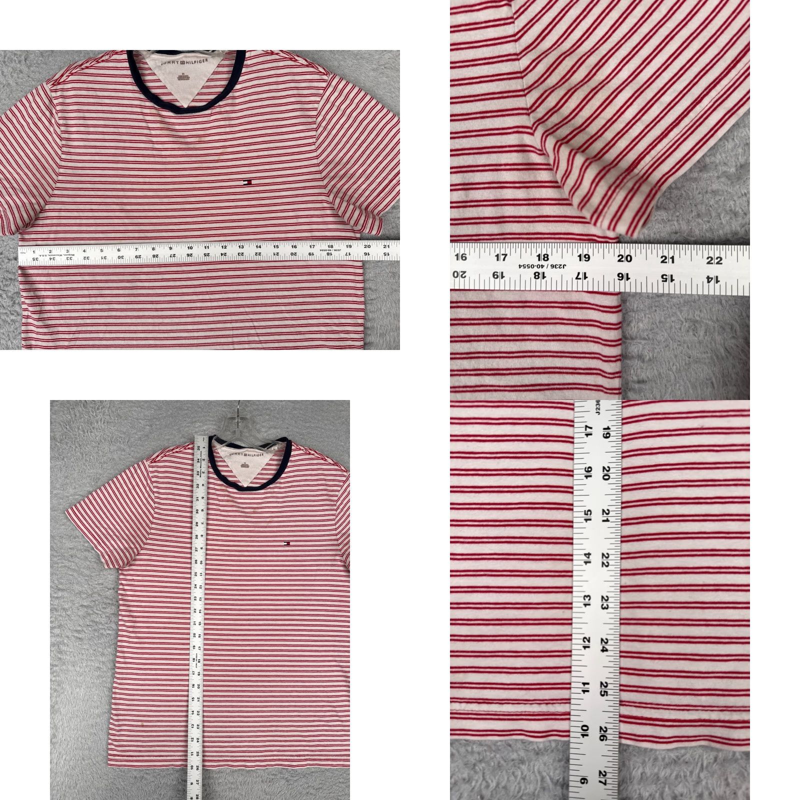 Tommy Hilfiger Tommy Hilfiger Shirt Adult Medium Red Stripe Short Sleeve Crew 100% Cotton READ Size US M / EU 48-50 / 2 - 8 Thumbnail