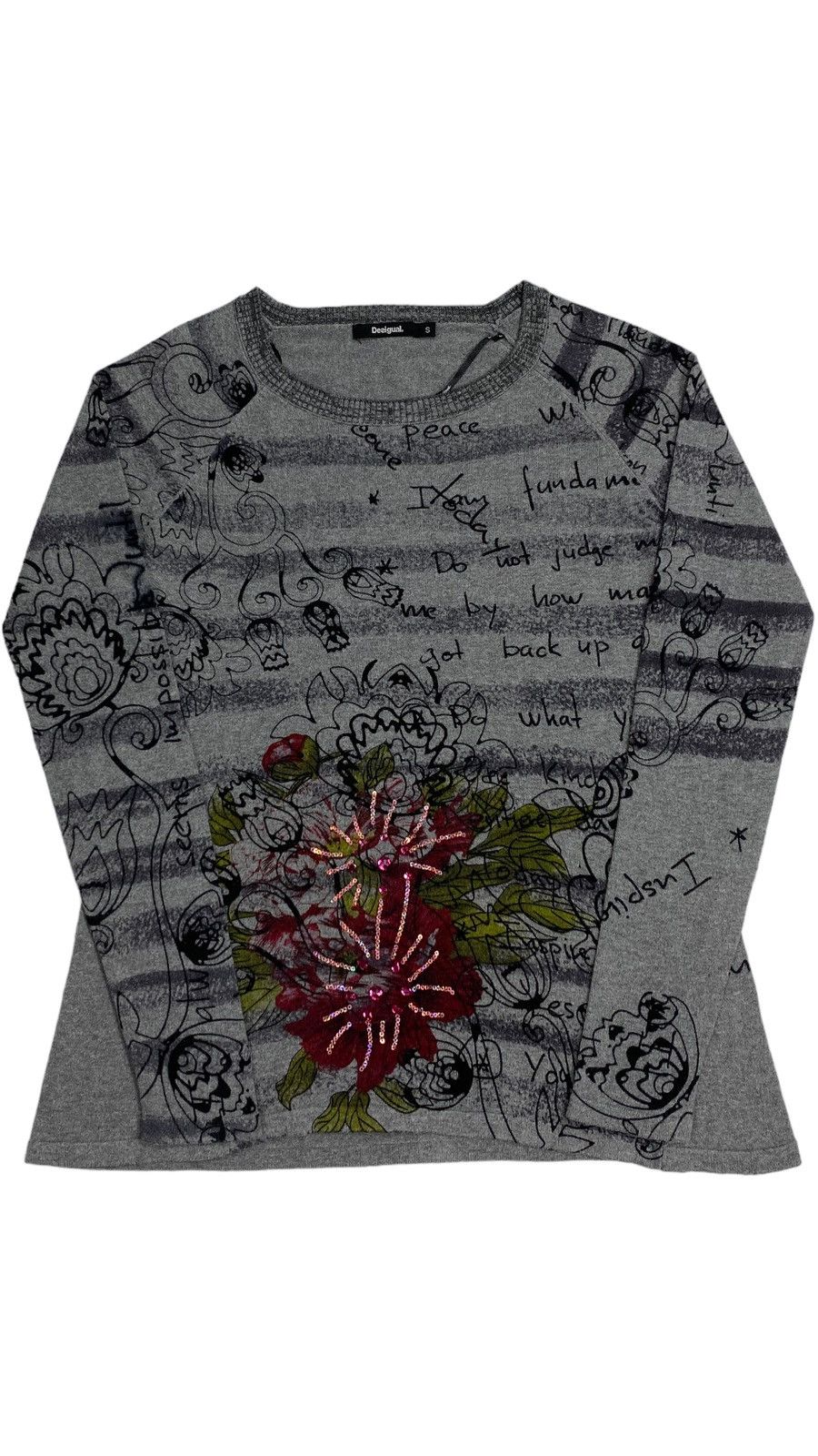 Desigual 🔥LASTDROP🔥 Y2K Style Striped Notebook Flowers Sweater Size M / US 6-8 / IT 42-44 - 1 Thumbnail