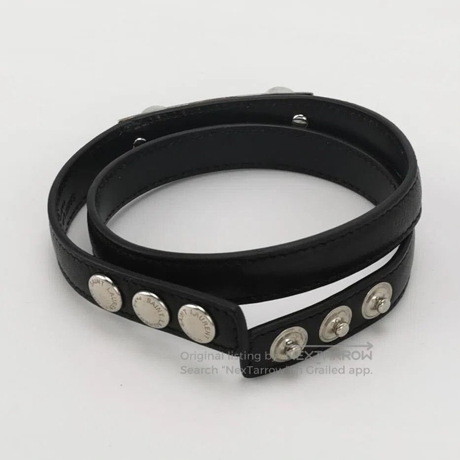 Saint Laurent Paris Saint Laurent Leather Metal Decor Bracelet. Size ONE SIZE - 3 Thumbnail