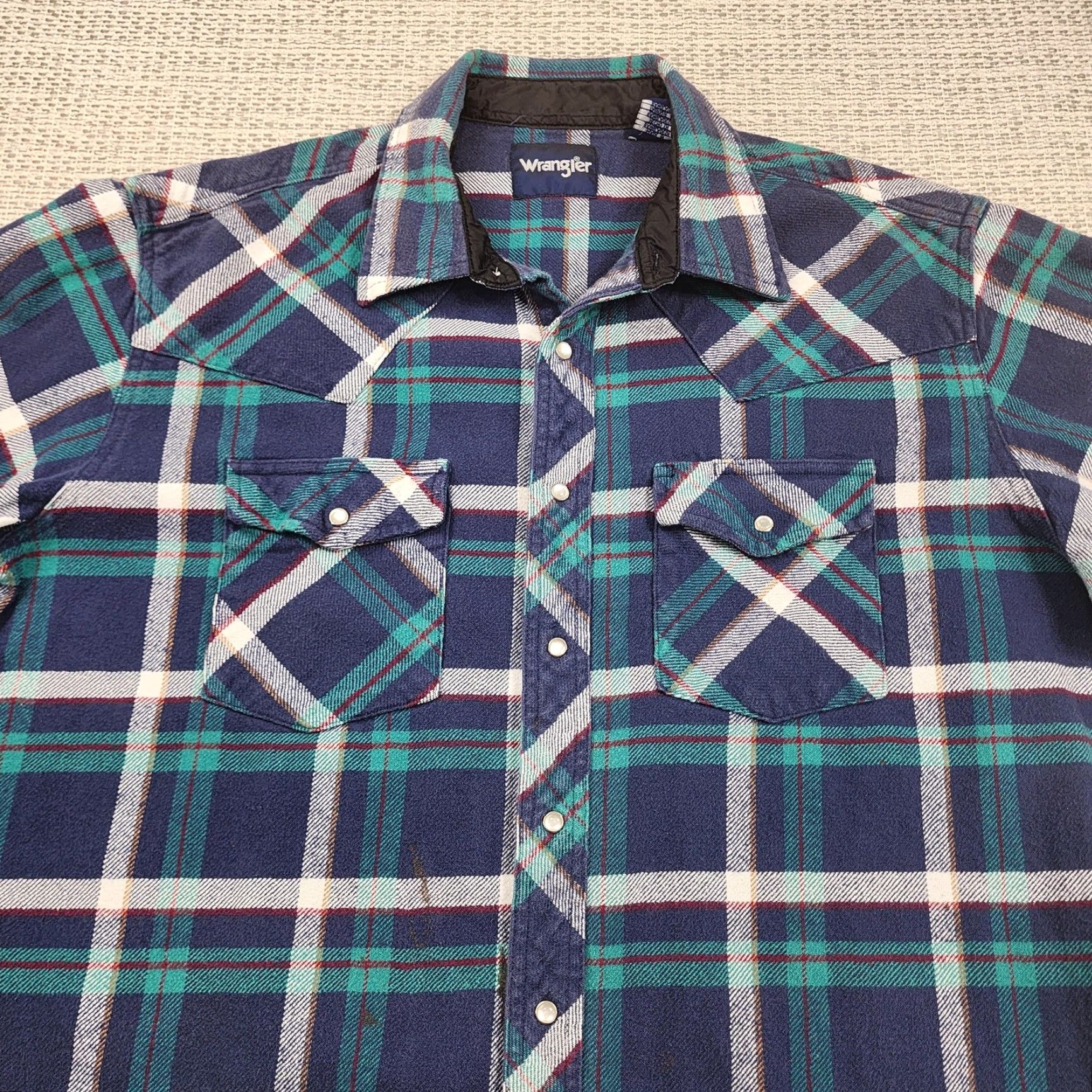 Wrangler VINTAGE Wrangler Shirt Mens XL Tall Western Plaid Flannel Pearl Snap Button-Up Long Sleeve Casual Workwear Mens Size US XL / EU 56 / 4 - 4 Thumbnail