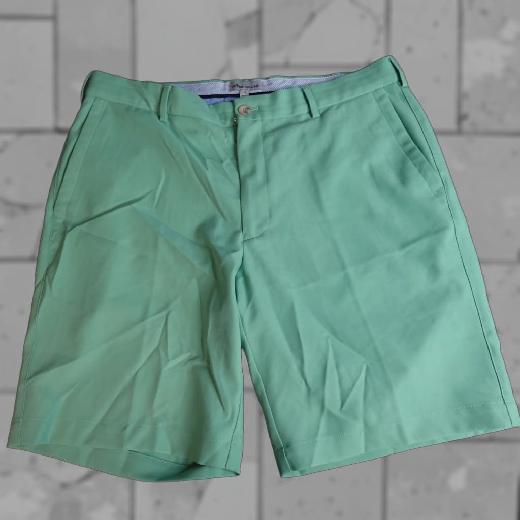 Peter Millar Peter Millar Shorts 35 Green Solid Performance 9" EB82 Mens Athletic Golf Size US 35 - 1 Thumbnail