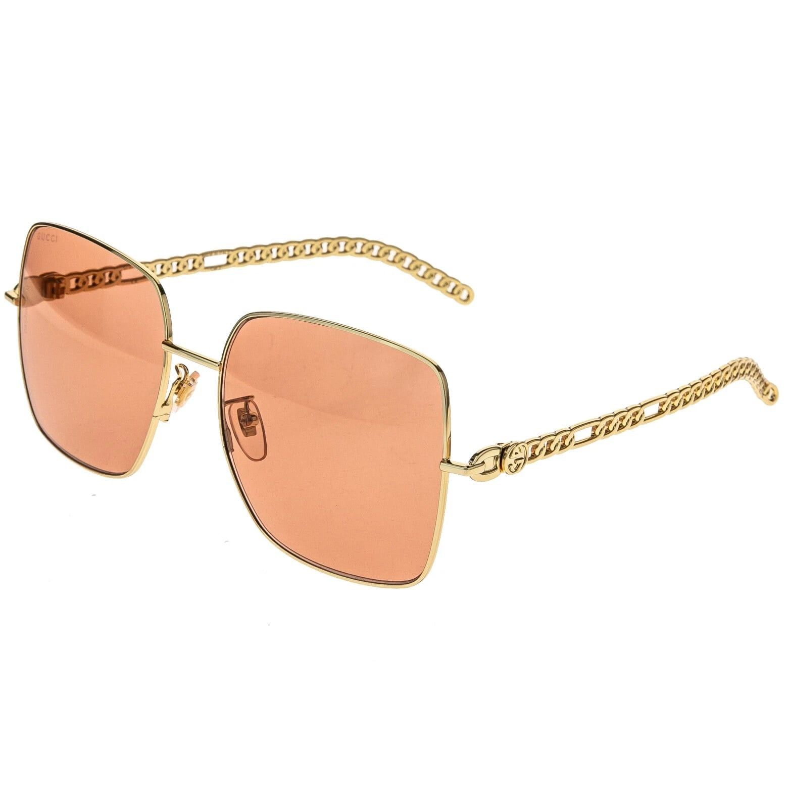 Gucci GUCCI GG0724S CHAIN 0724 Gold Orange Sunglasses 005 Size ONE SIZE - 10 Thumbnail
