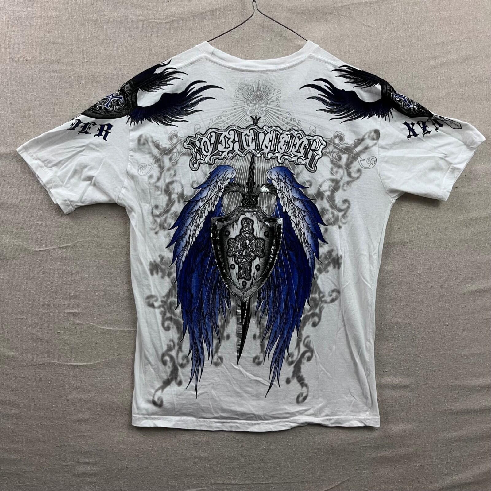 Other Xzavier Mens XL Graphic T-Shirt White Blue Winged Shield Cro Size US XL / EU 56 / 4 - 2 Thumbnail