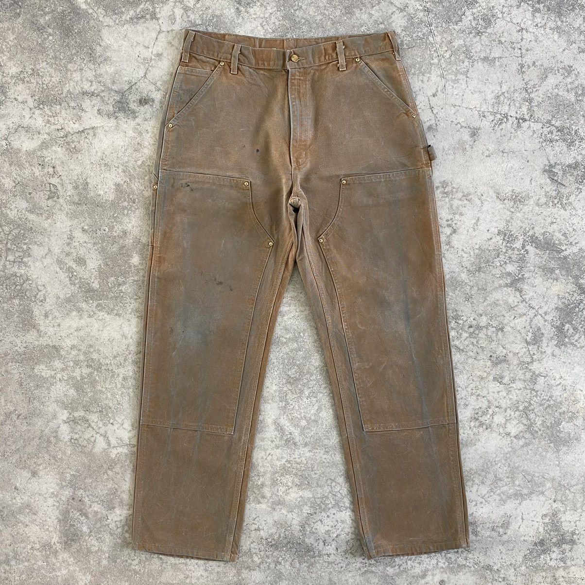 Carhartt VTG Carhartt Double Knee Faded Dirty Carpenter Pants Size US 35 - 1 Thumbnail