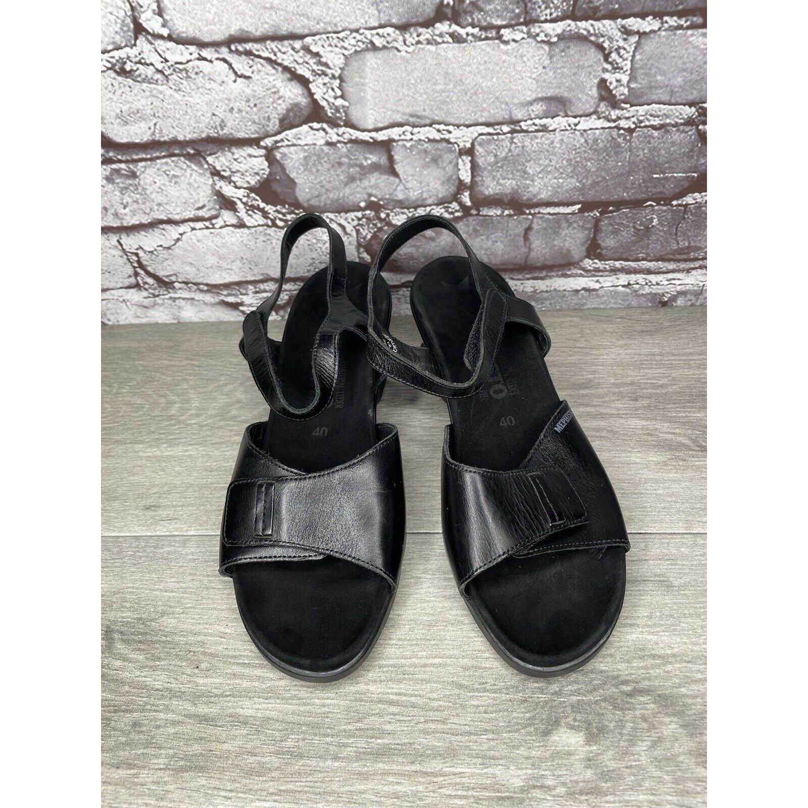 Mephisto Mephisto Black Leather Ankle Strap Causal Wedge Sandals Wome Size US 9.5 / IT 39.5 - 9 Thumbnail
