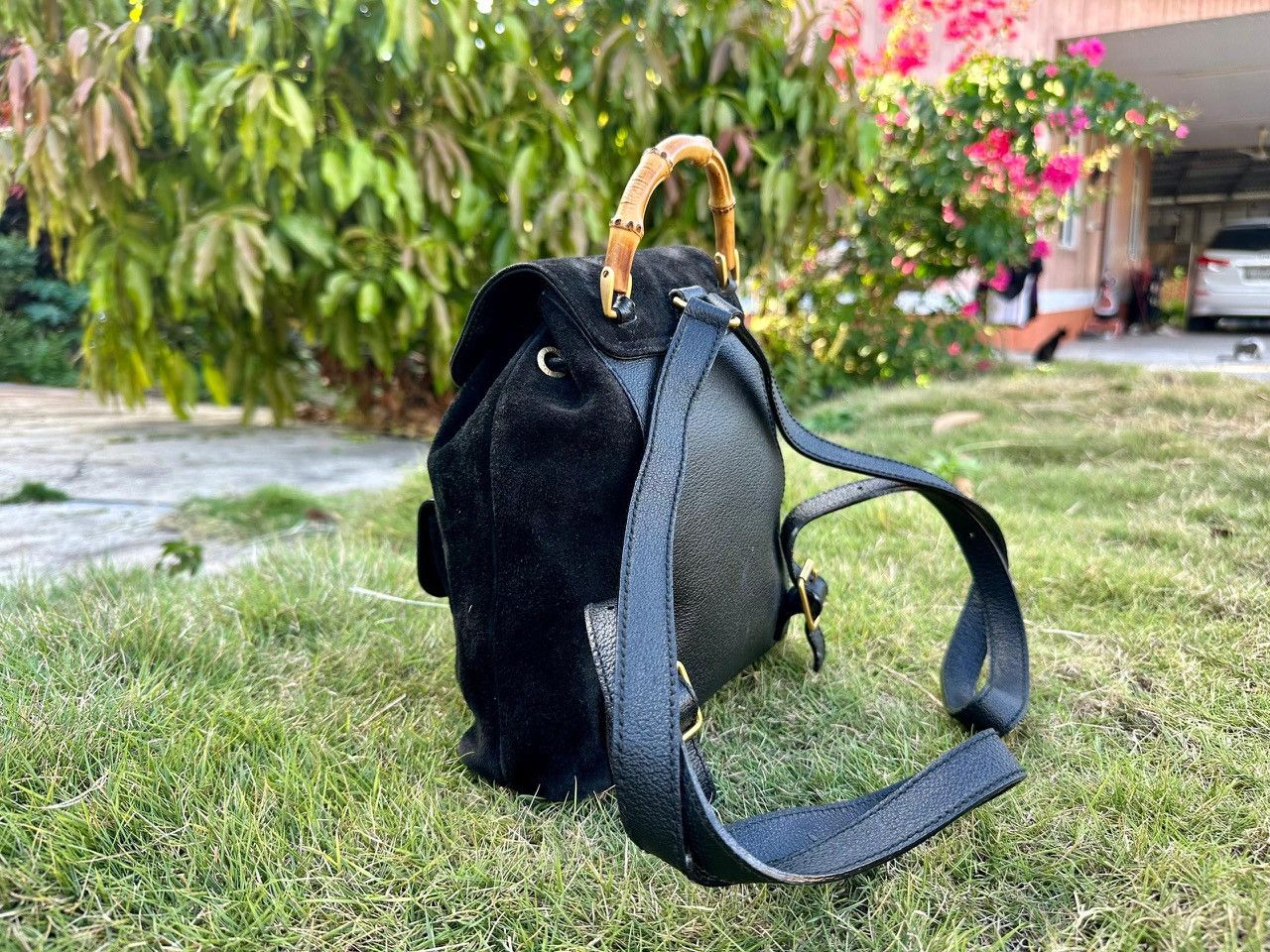 Gucci Authentic Gucci Bamboo Suede Leather Mini Backpack Size ONE SIZE - 3 Thumbnail