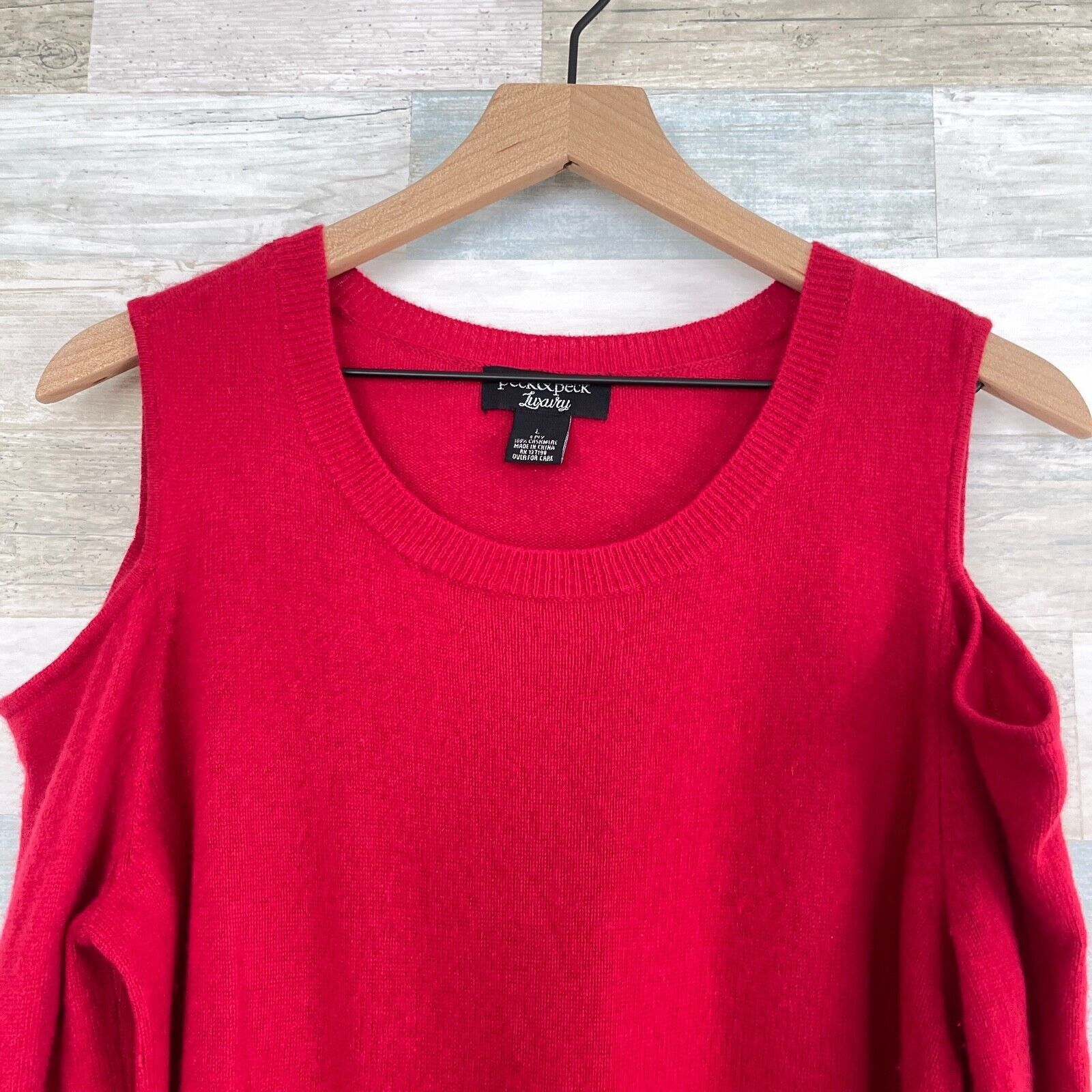 Other Peck & Peck Cashmere Cold Shoulder Sweater Red Womens Large Size L / US 10 / IT 46 - 2 Thumbnail